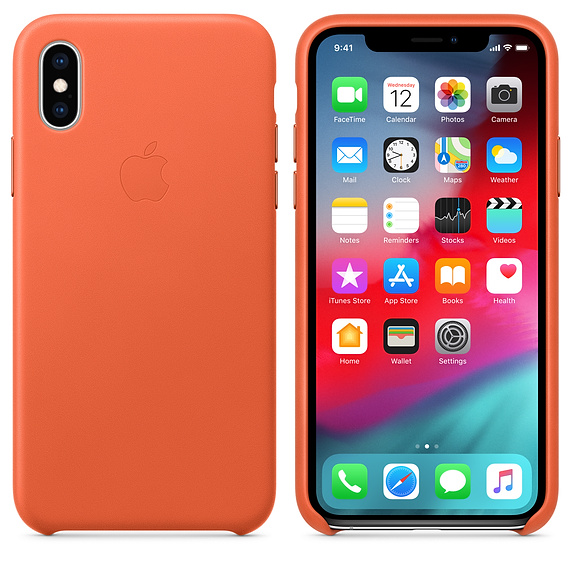 Obrázok iPhone XS Max Kožený kryt tmavo oranžový (MVFY2ZM/A)