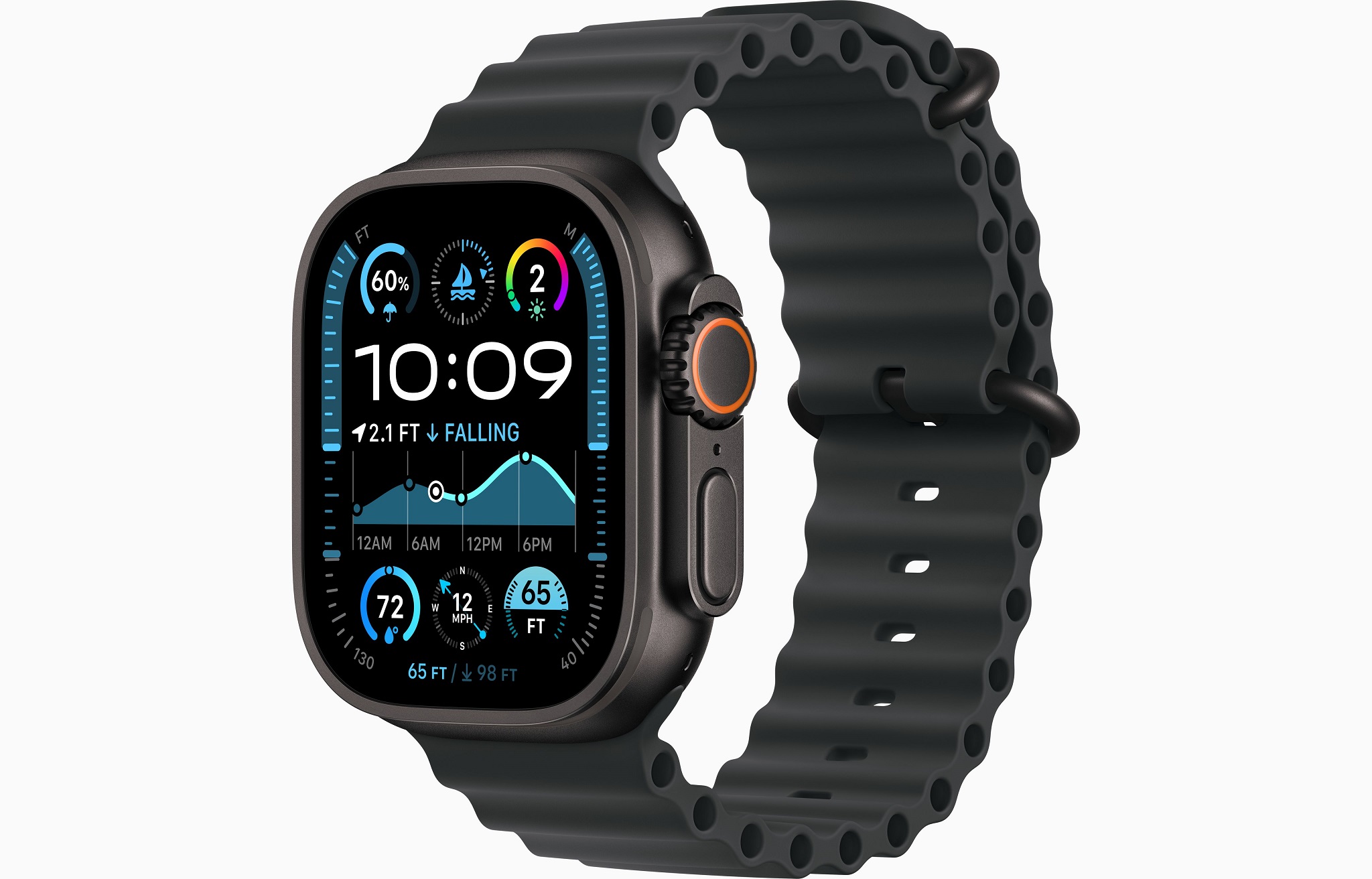 Apple Watch Ultra 2/49mm/Black/Sport Band/Black Ocean