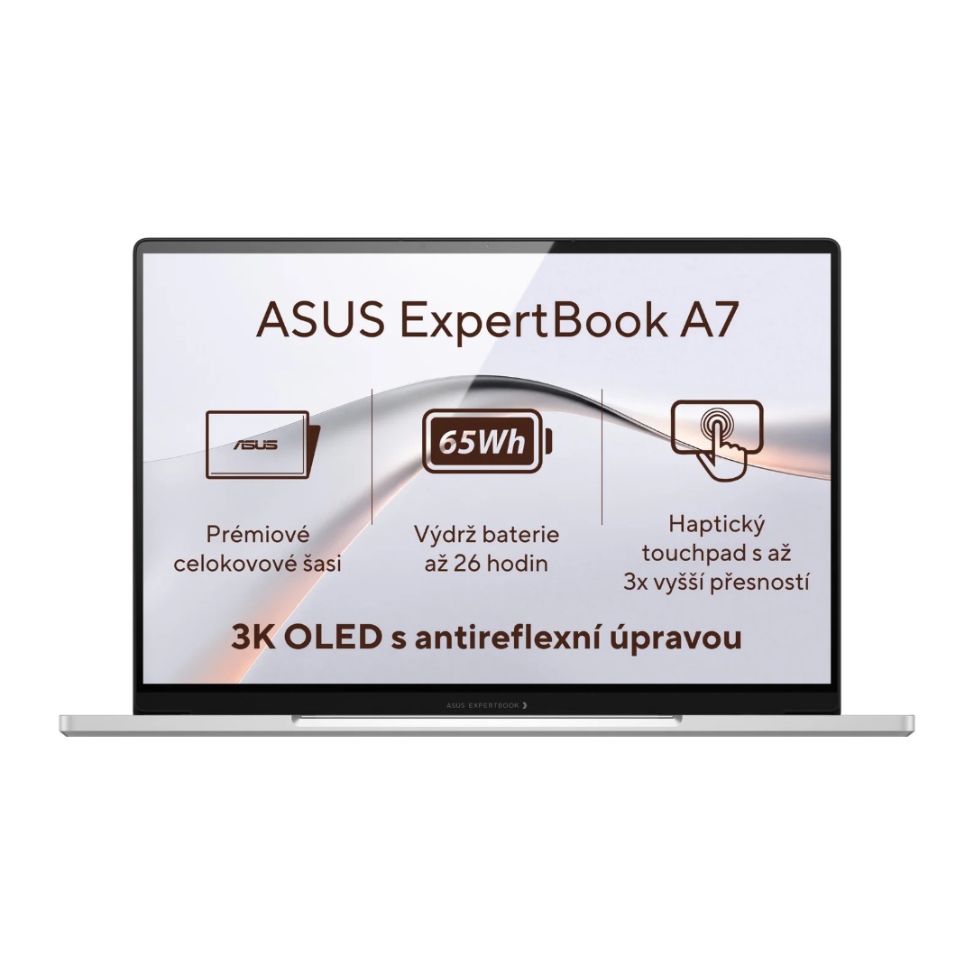 ASUS ExpertBook A7/A7406CMA-OLEDC716512X/7-350/14''/2880x1800/16GB/512GB/Intel int/W11P/Silver/3RNBD