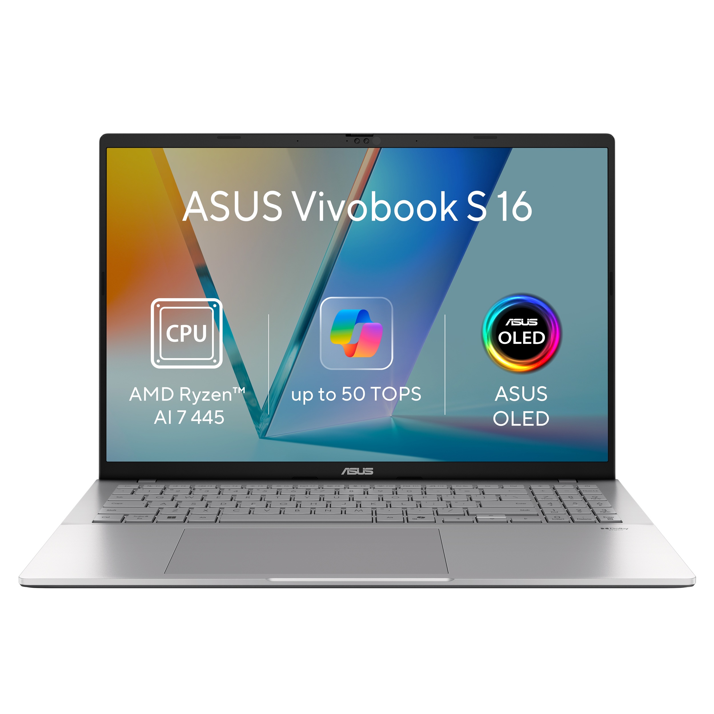 ASUS Vivobook S 16/M3607GA-OLED002W/AI7-445/16''/WUXGA/32GB/1TB/AMD int/W11H/Silver/2R