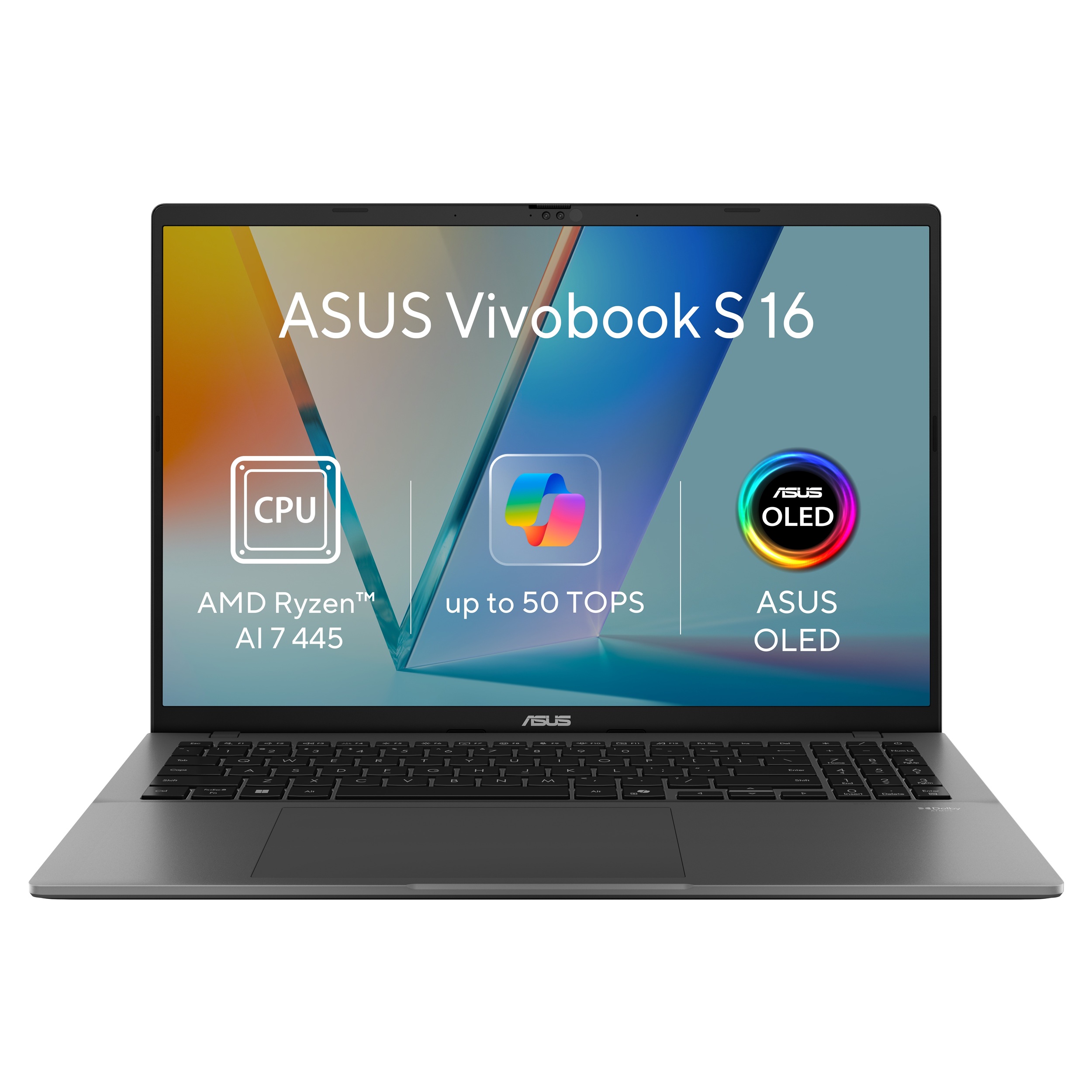 ASUS Vivobook S16/M3607GA-OLED011W/AI7-445/16''/WUXGA/16GB/512GB/AMD int/W11P/Gray/2R