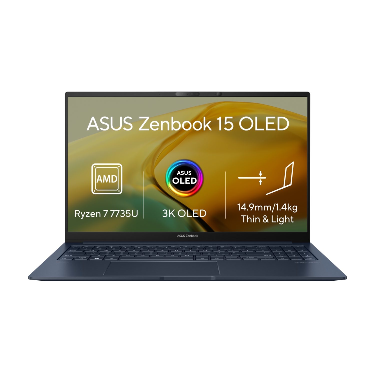 ASUS Zenbook 15 OLED/UM3504DA/R7-7735U/15,6''/2880x1620/16GB/1TB SSD/AMD int/W11H/Blue/2R