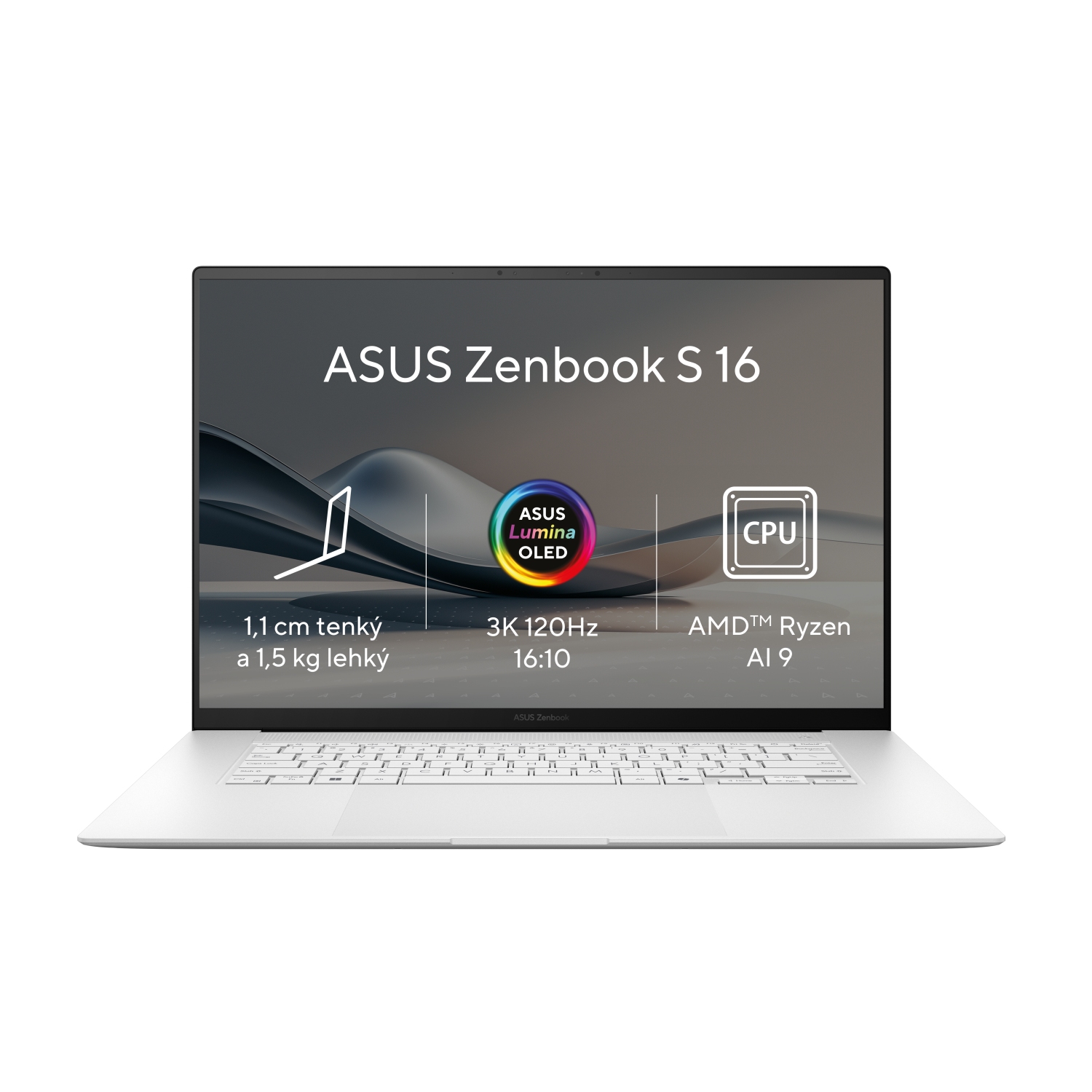 ASUS Zenbook S 16 OLED/UM5606WA/AI9-HX370/16''/2880x1800/T/32GB/2TB SSD/AMD int/W11P/White/2R