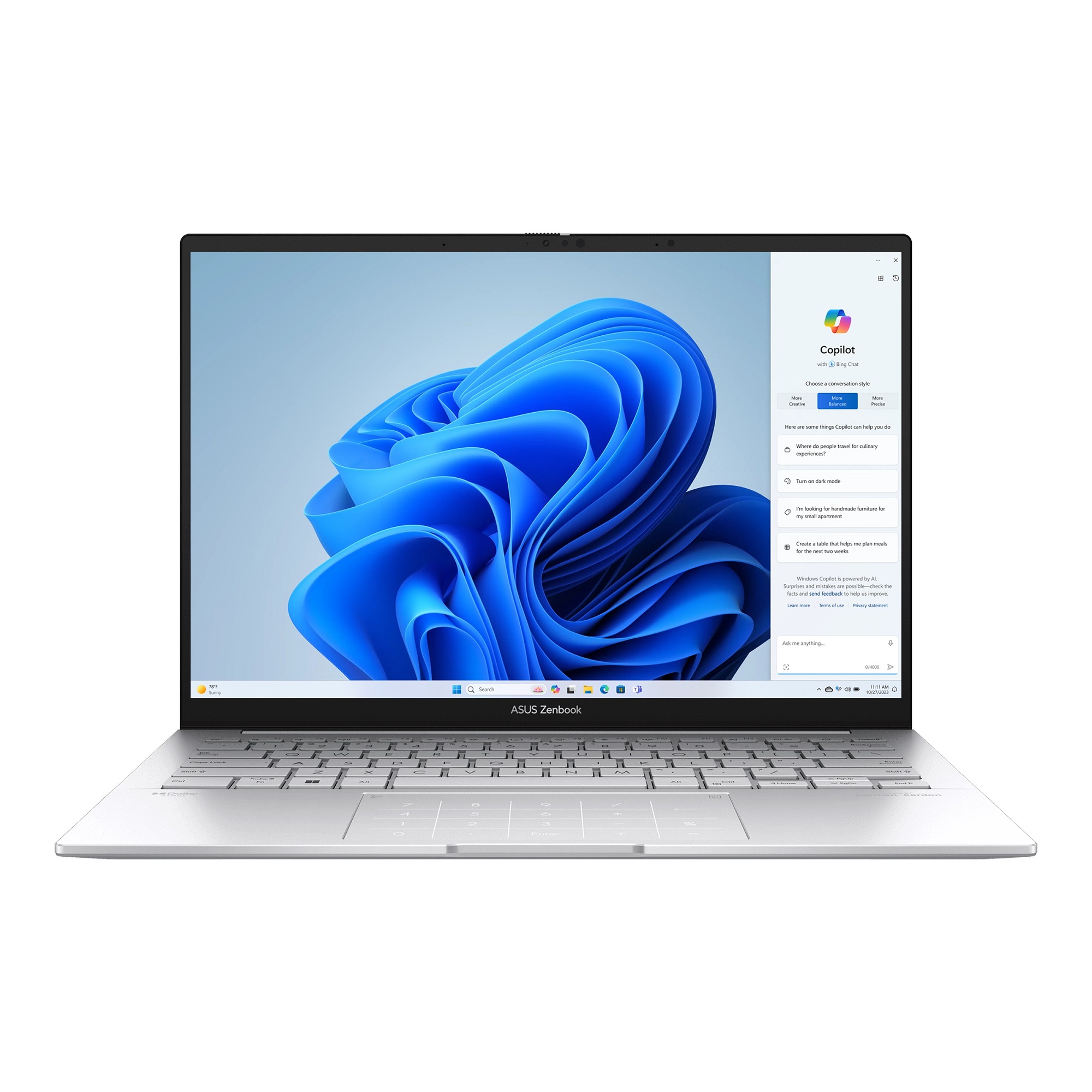 ASUS Zenbook 14/UX3405CA-OLED237W/U7-255H/14''/WUXGA/T/16GB/1TB/Intel int/W11H/Silver/2R