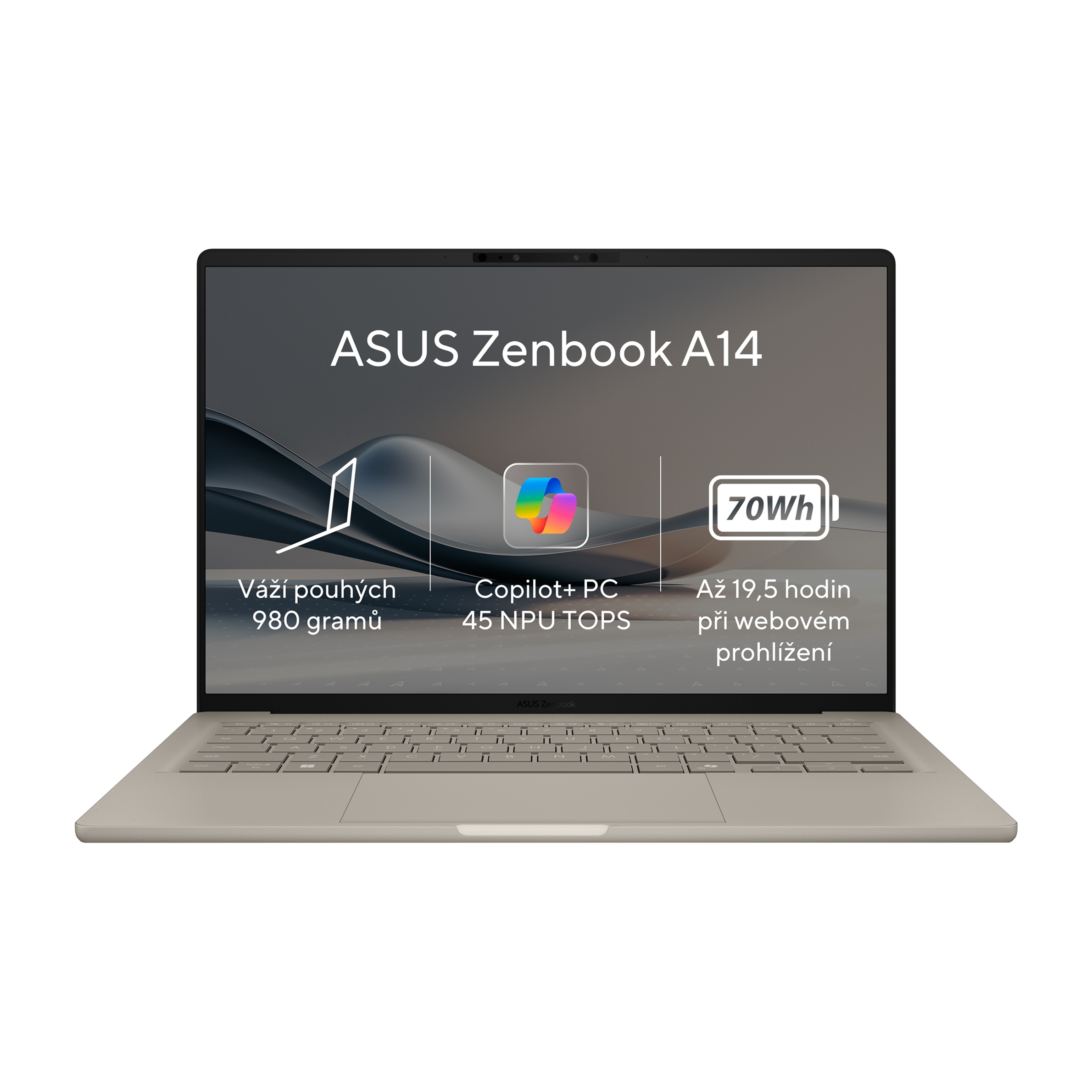 ASUS Zenbook A14/UX3407QA-OLED305W/SD-X1-26-100/14''/WUXGA/32GB/1TB SSD/Adreno/W11H/Brown/2R