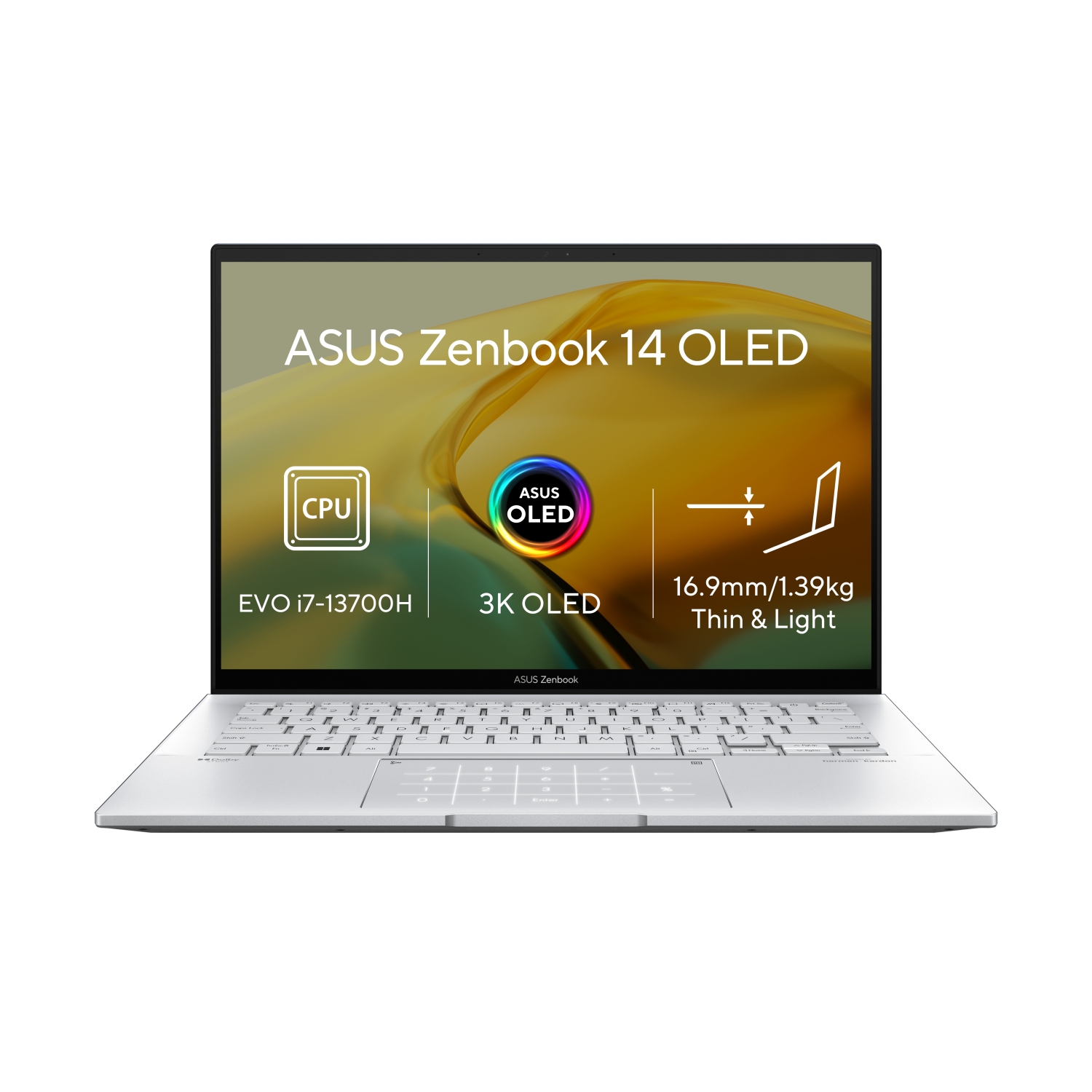 ASUS Zenbook 14 OLED/UX3402VA/i7-13700H/14''/2880x1800/16GB/1TB SSD/Iris Xe/W11P/Silver/2R