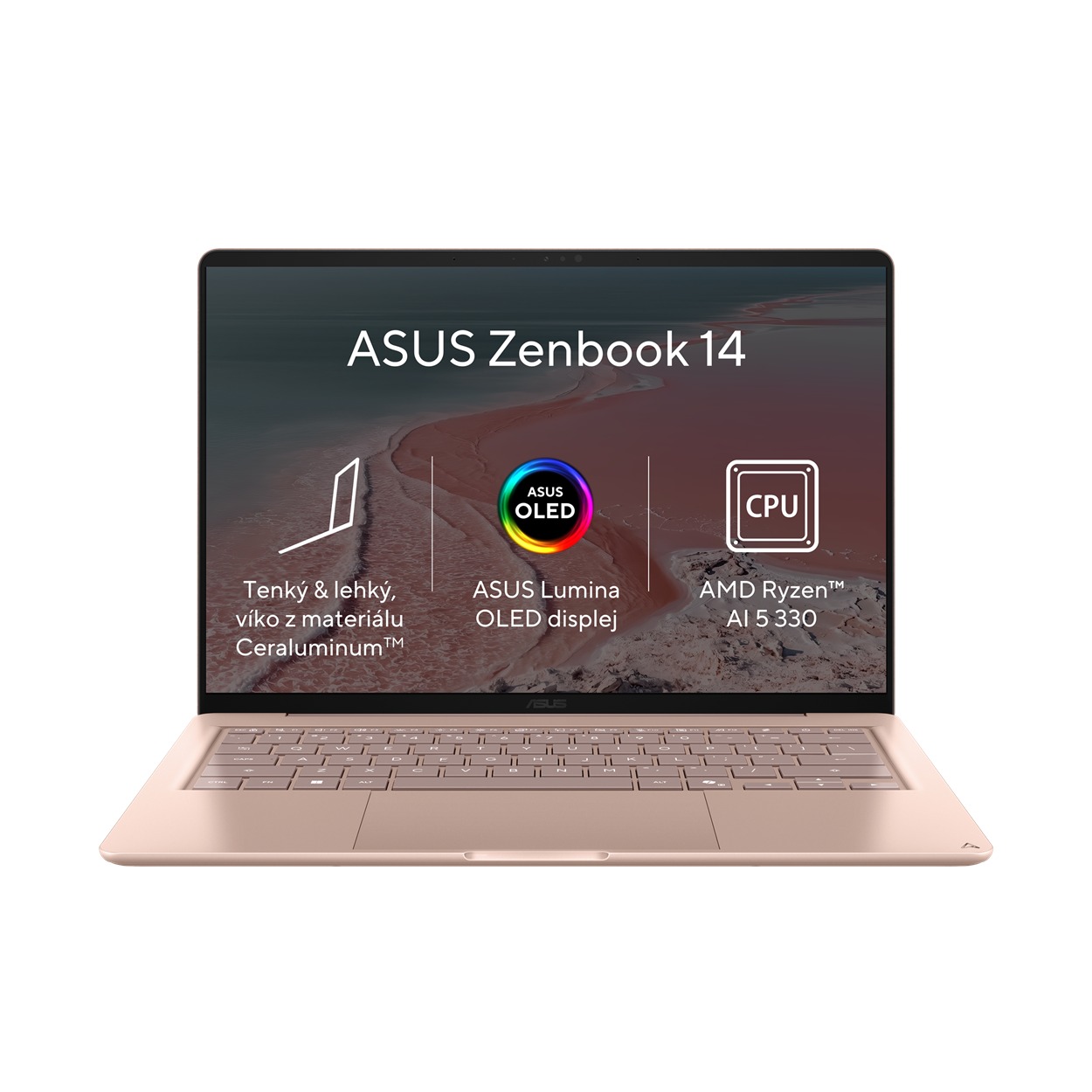 ASUS Zenbook 14/UX3480KA-OLED021W/AI5-330/14''/WUXGA/24GB/512GB/AMD int/W11H/Pink/2R