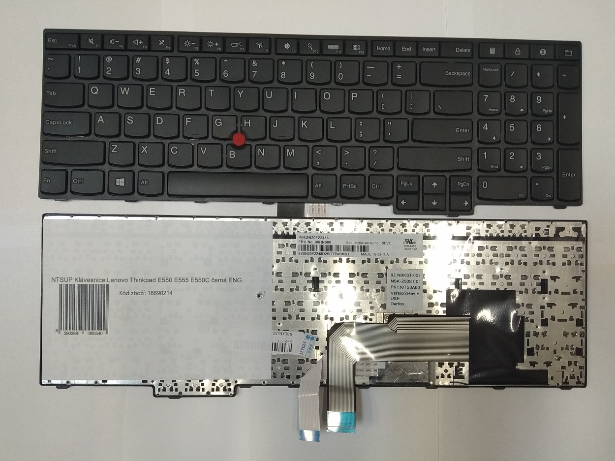 Obrázok NTSUP Klávesnice Lenovo Thinkpad E550 E555 E550C černá ENG 28890054