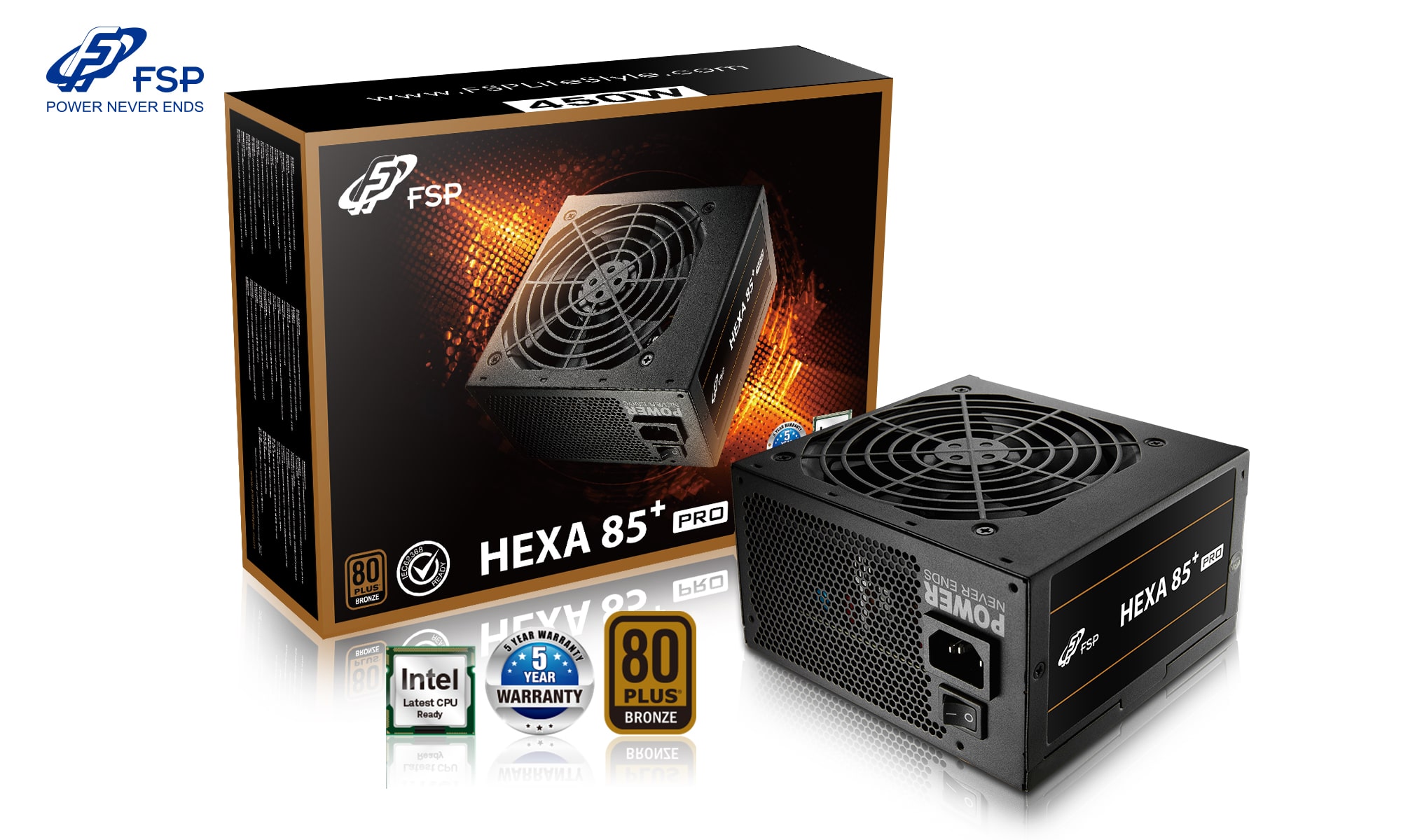 FSP HEXA 85+ PRO 450/450W/ATX/80PLUS Bronze/Retail