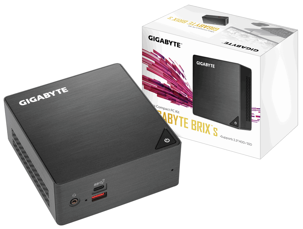 Obrázok Gigabyte Mini-PC Barebone BRIX GB-BRi7H-8550, Intel® Core™ Quad Core i7-8550U4.0GHz / 1.8GHz, Supports 2.5