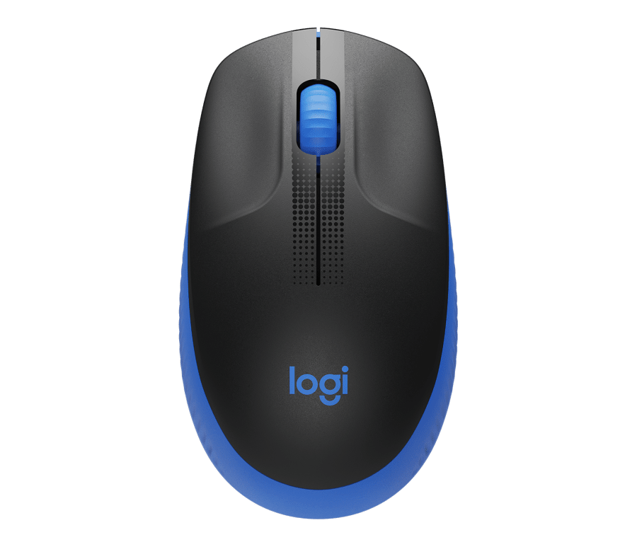 Logitech M190/Kancelářská/Optická/1 000 DPI/Bezdrátová USB/Černá-modrá