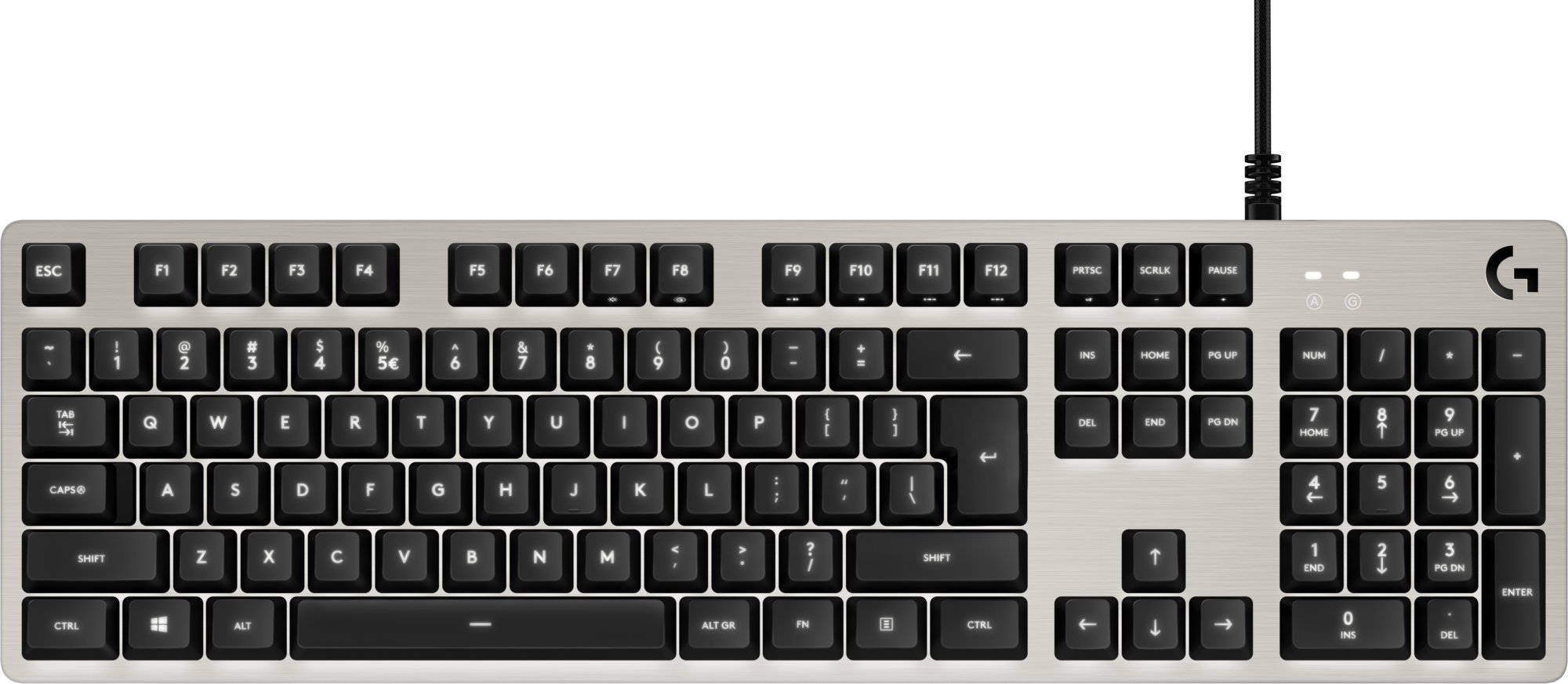 Logitech G413/Drátová USB/US layout/Stříbrná