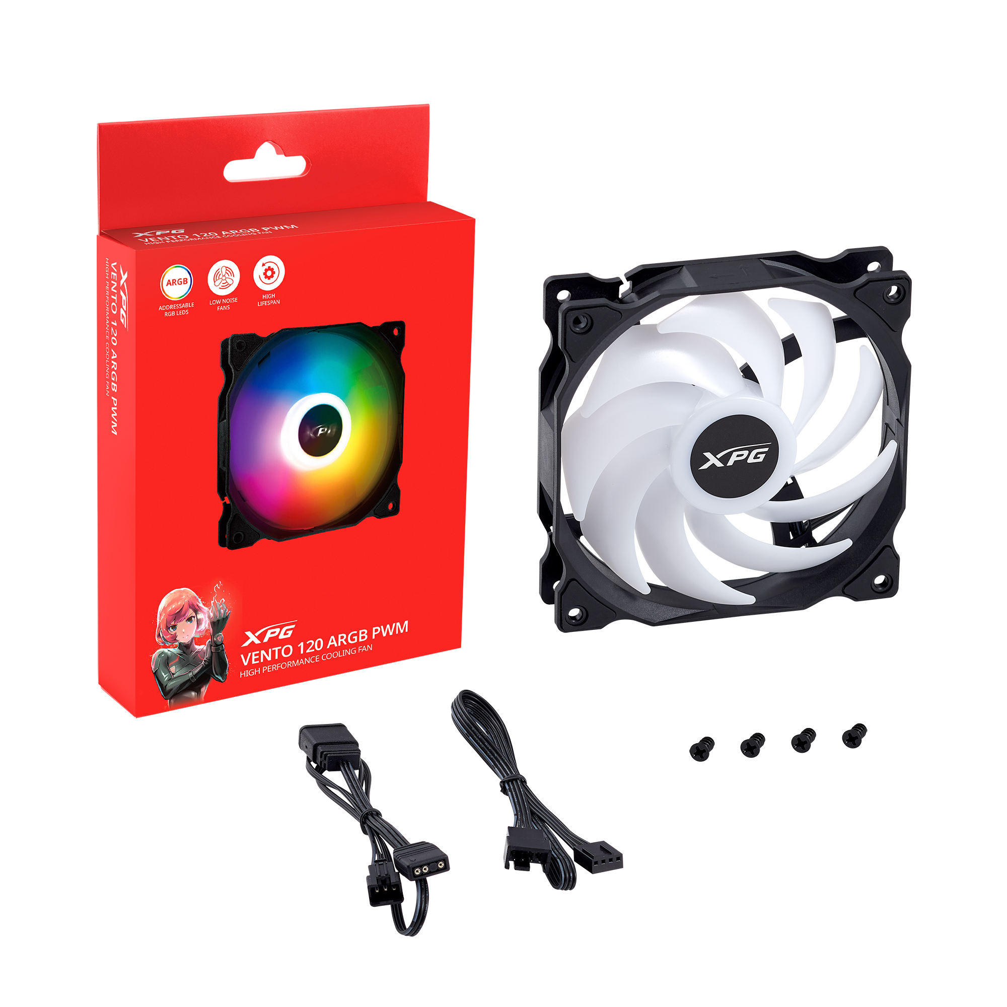 Adata XPG Vento 120mm fan ARGB čierny PWM VENTO120ARGBPWM-BKCWW