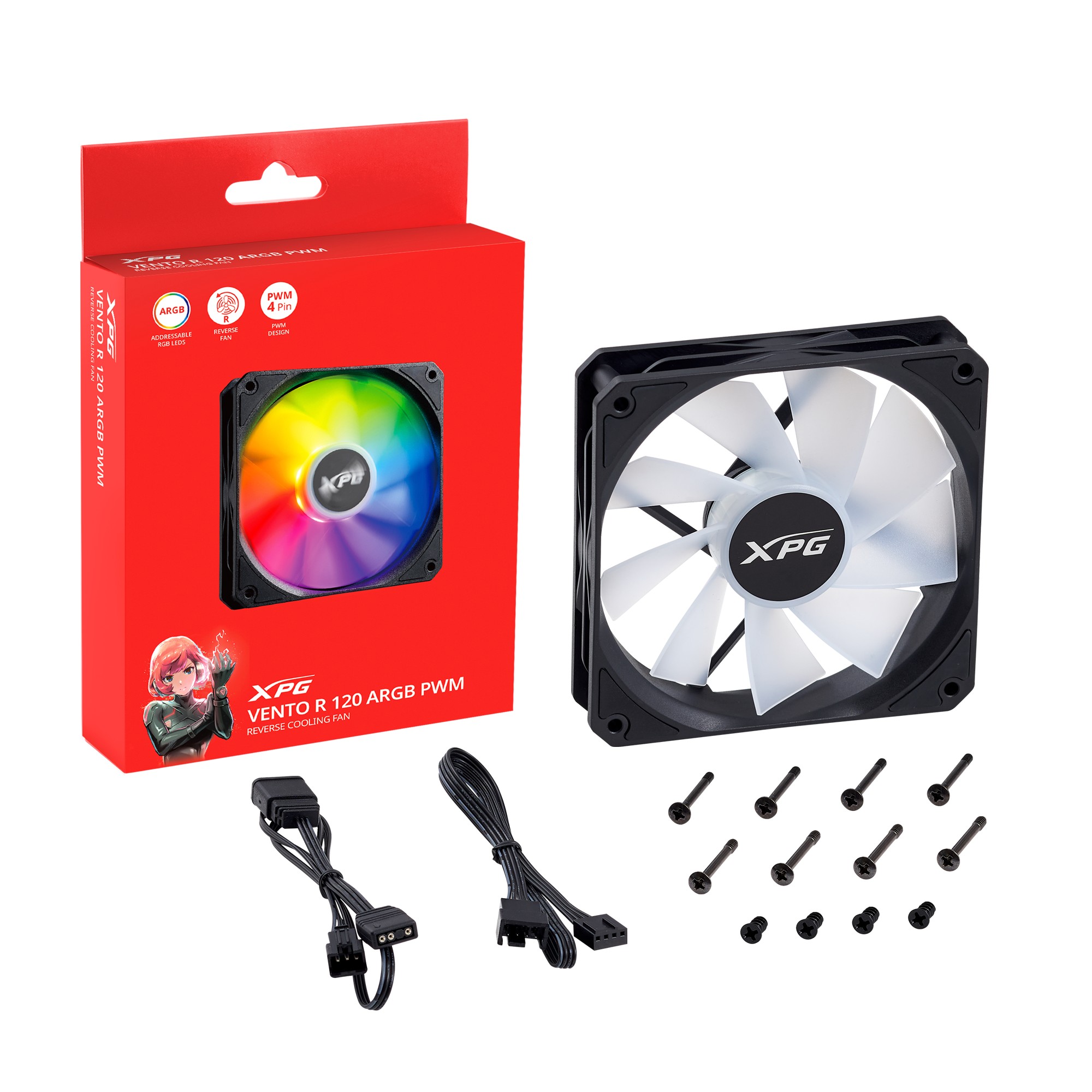 Adata XPG Vento R 120mm fan RGB čierny PWM VENTOR120ARGBPWM-BKCWW