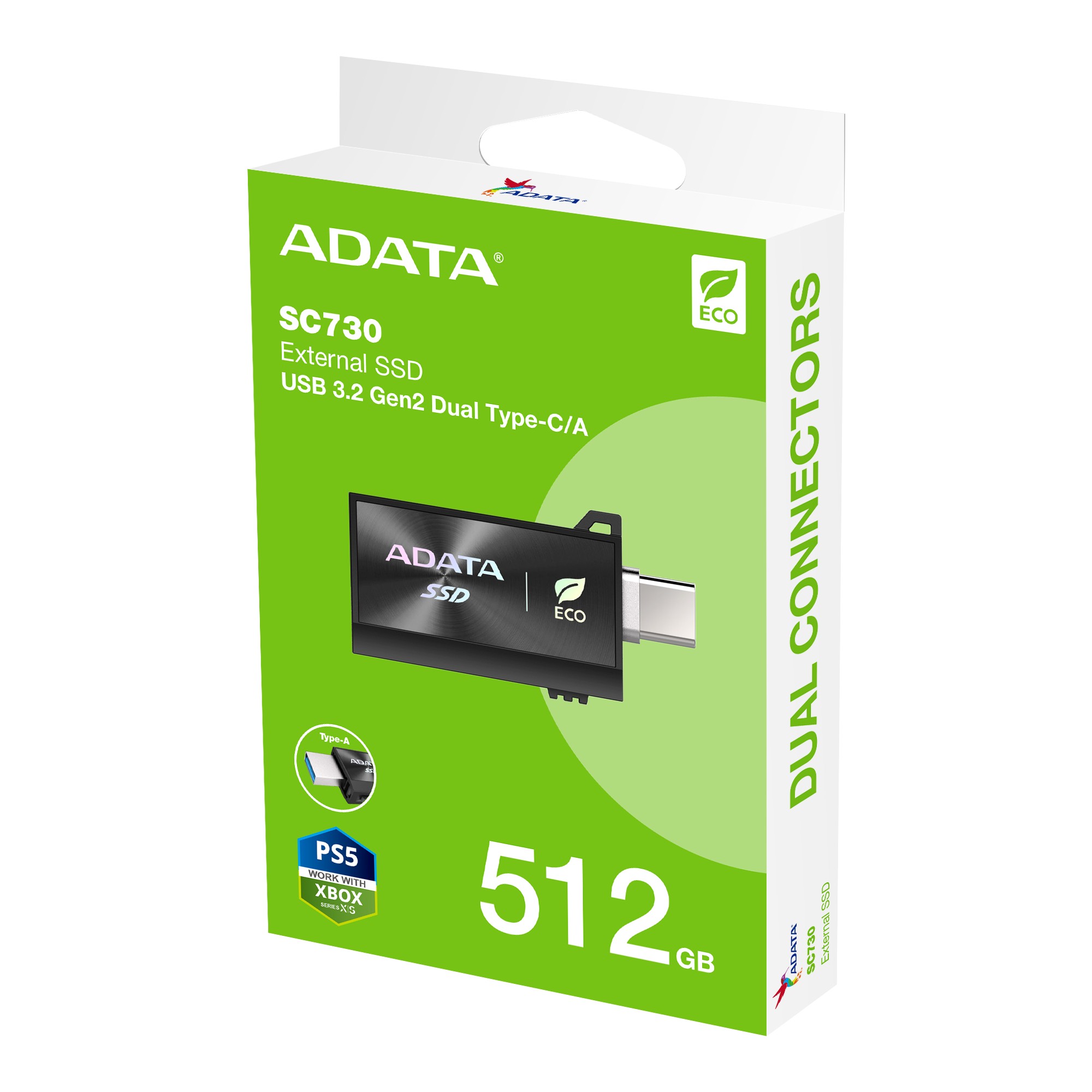 ADATA SC730 SSD 512GB USB-C+A (SC730-512G-CACTI)