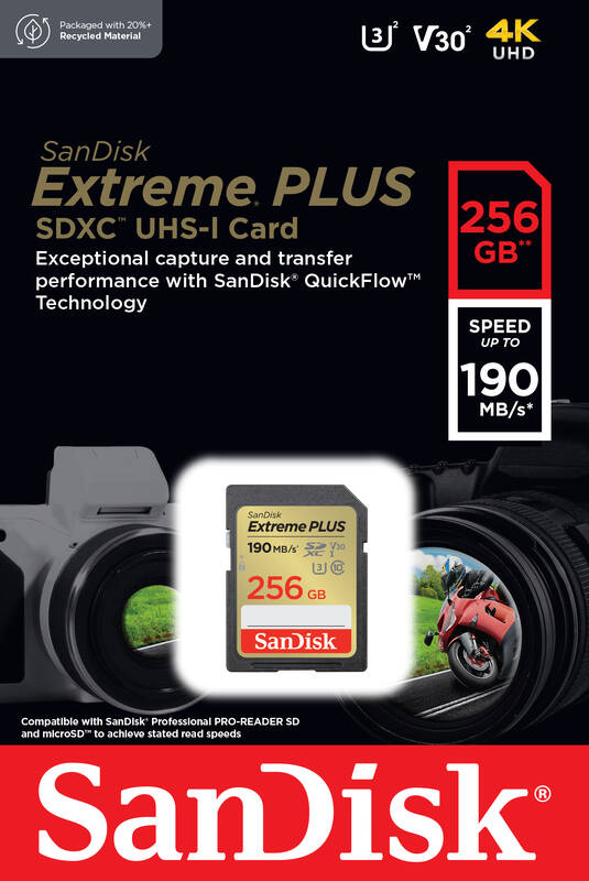 SanDisk Extreme PLUS 256GB SDXC / UHS-I, Class 10 / SDSDXWV-256G-GNCIN