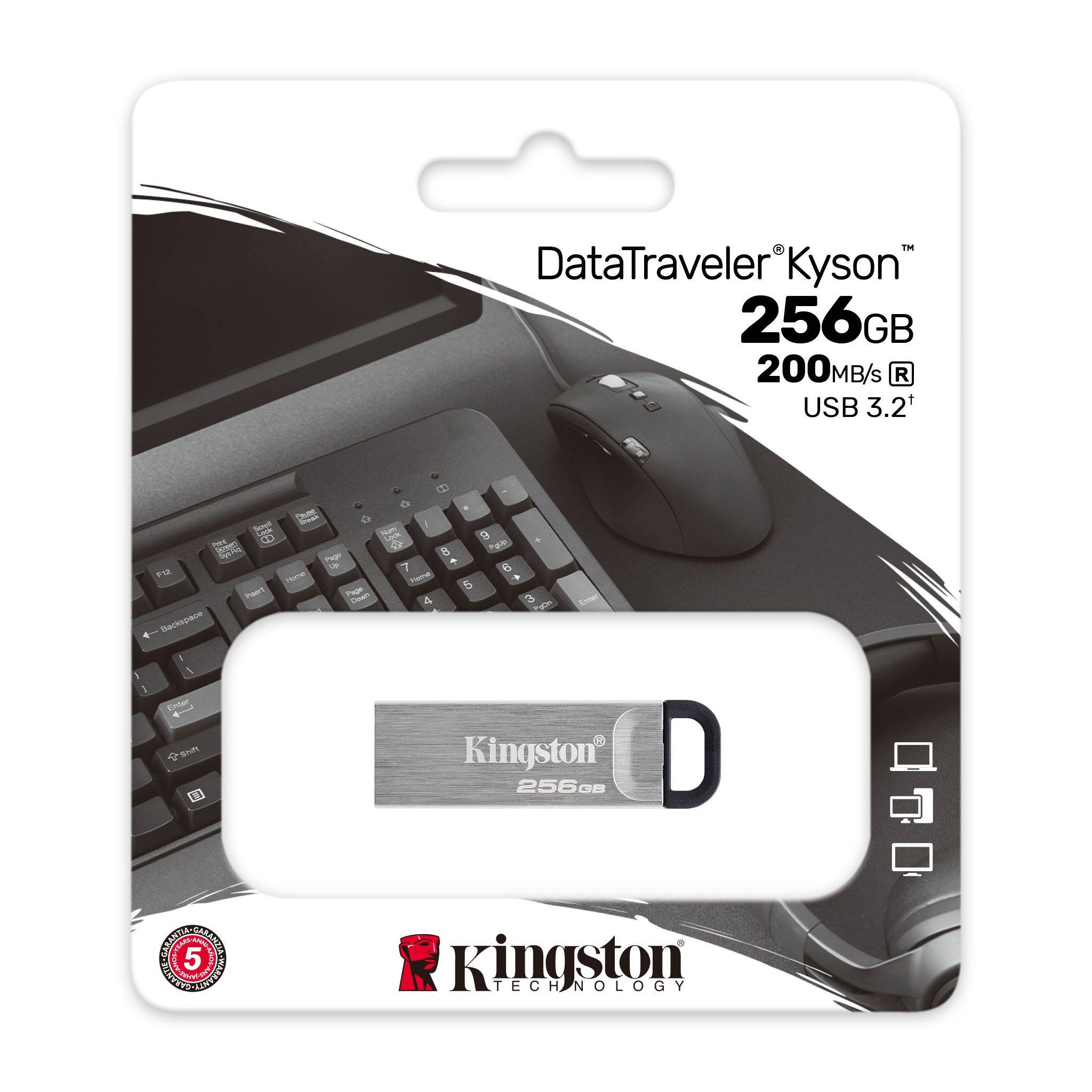 KINGSTON DataTraveler KYSON 256GB USB 3.2/USB-A/Strieborná