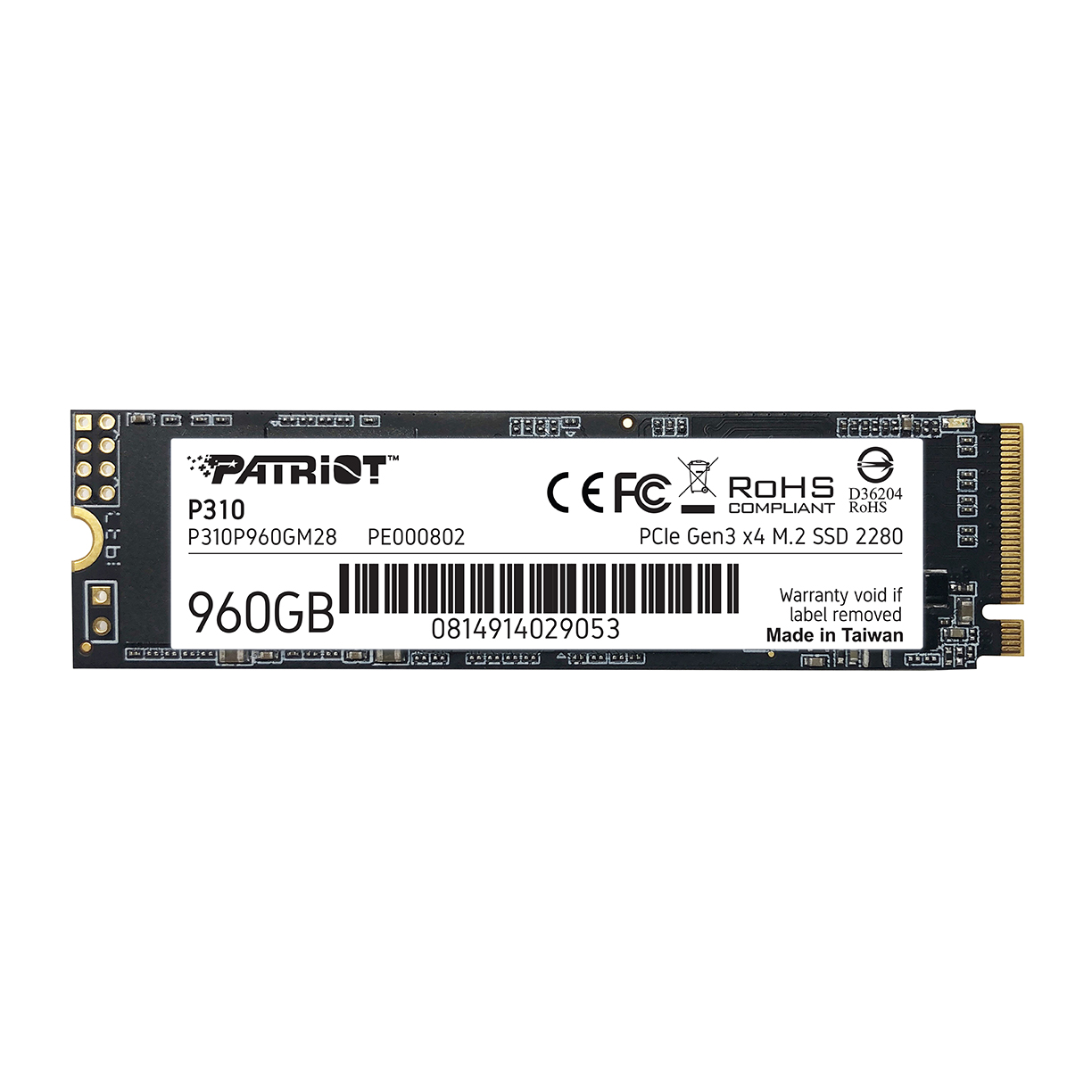 PATRIOT P310//SSD/M.2 NVMe/Černá/3R