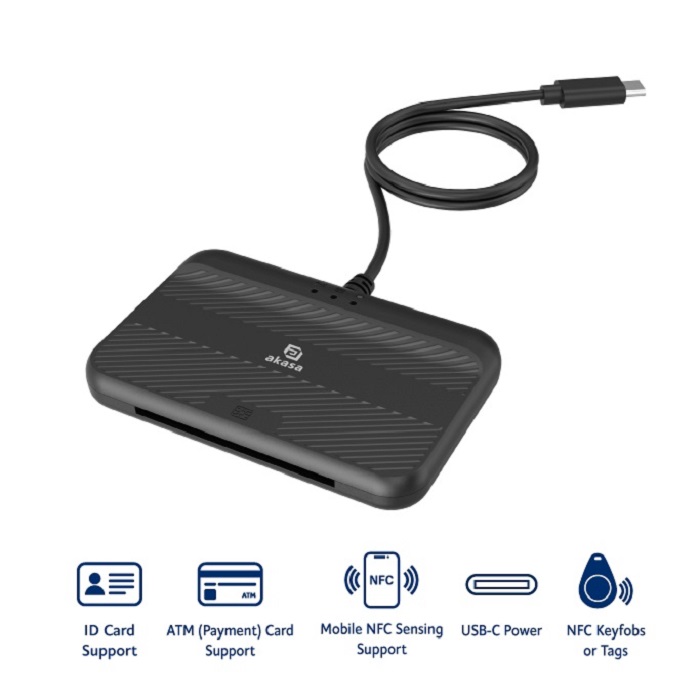 AKASA AK-CR-15BK externá čítačka Smart kariet s NFC - eID a eOP