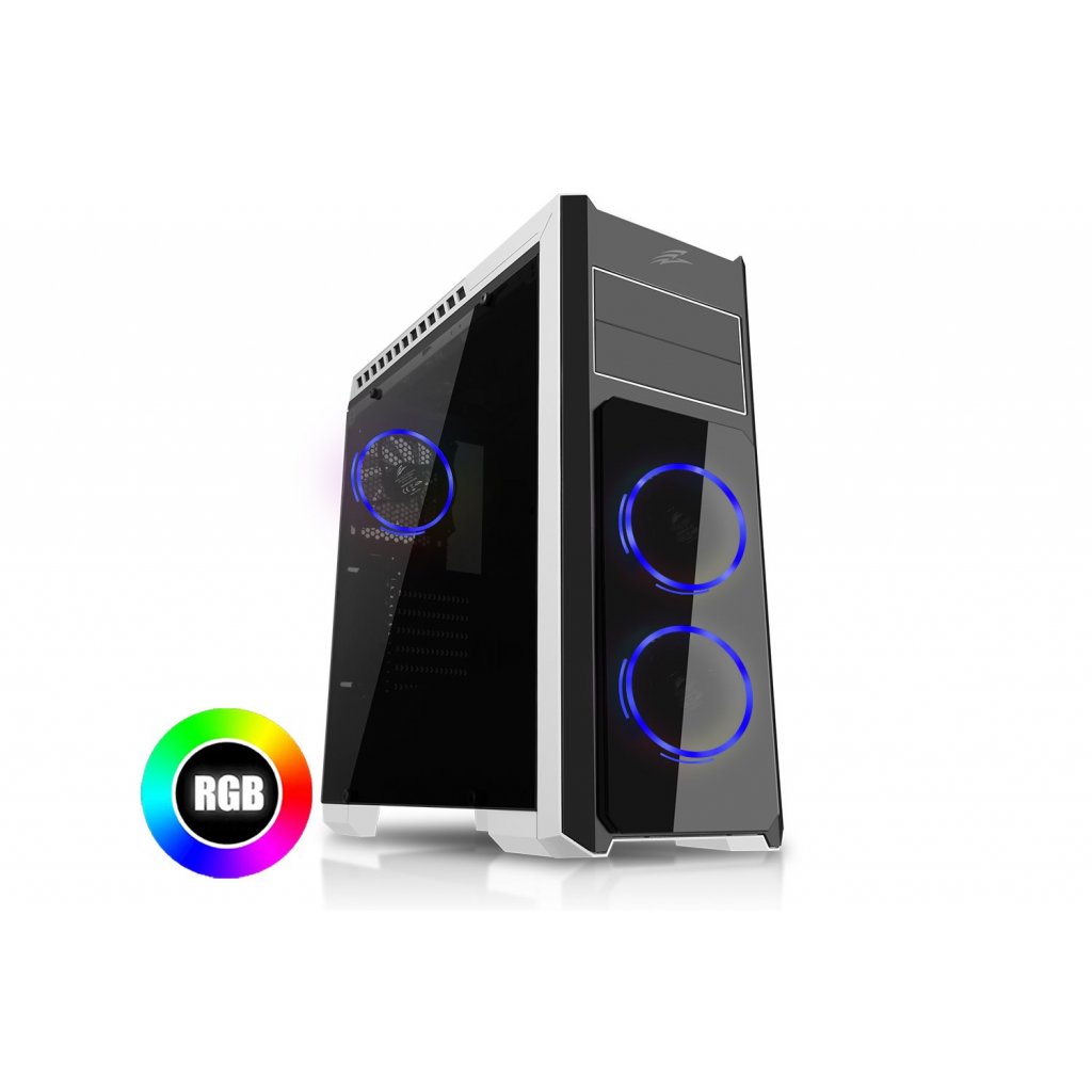 Obrázok EVOLVEO Ray 4R, case ATX, 3x RGB rainbow ring ventilátor CAER4R