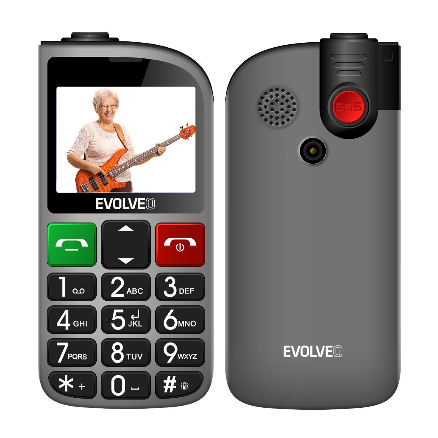 EVOLVEO EasyPhone FL, mobilní telefon pro seniory s nabíjecím stojánkem, černá