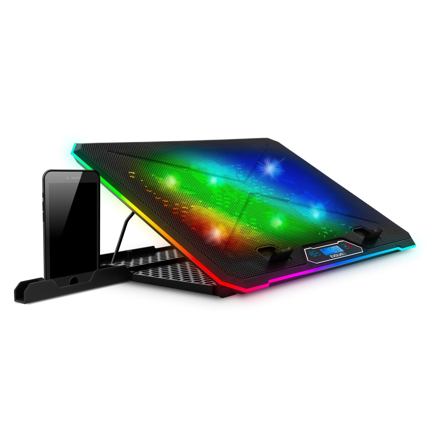 EVOLVEO Ania 9RGB, chladící podložka pod notebook, 6x ventilátor, RGB podsvícení ventilátorů a obvod