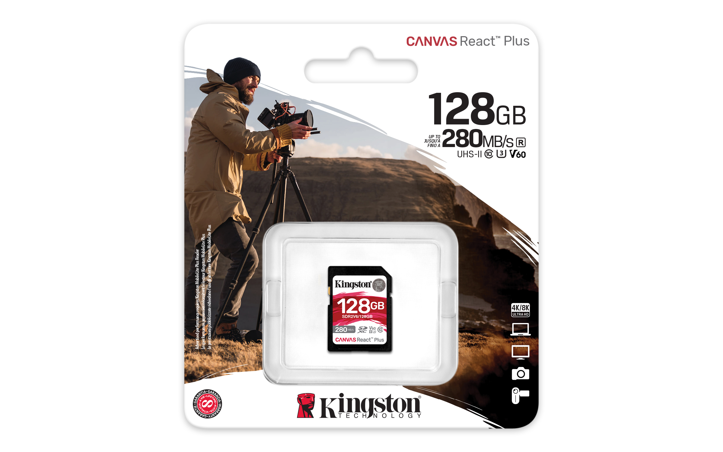 KINGSTON Canvas React Plus 128GB SDXC / UHS-II / U3 / V60 / Full HD/4K / SDR2V6/128GB