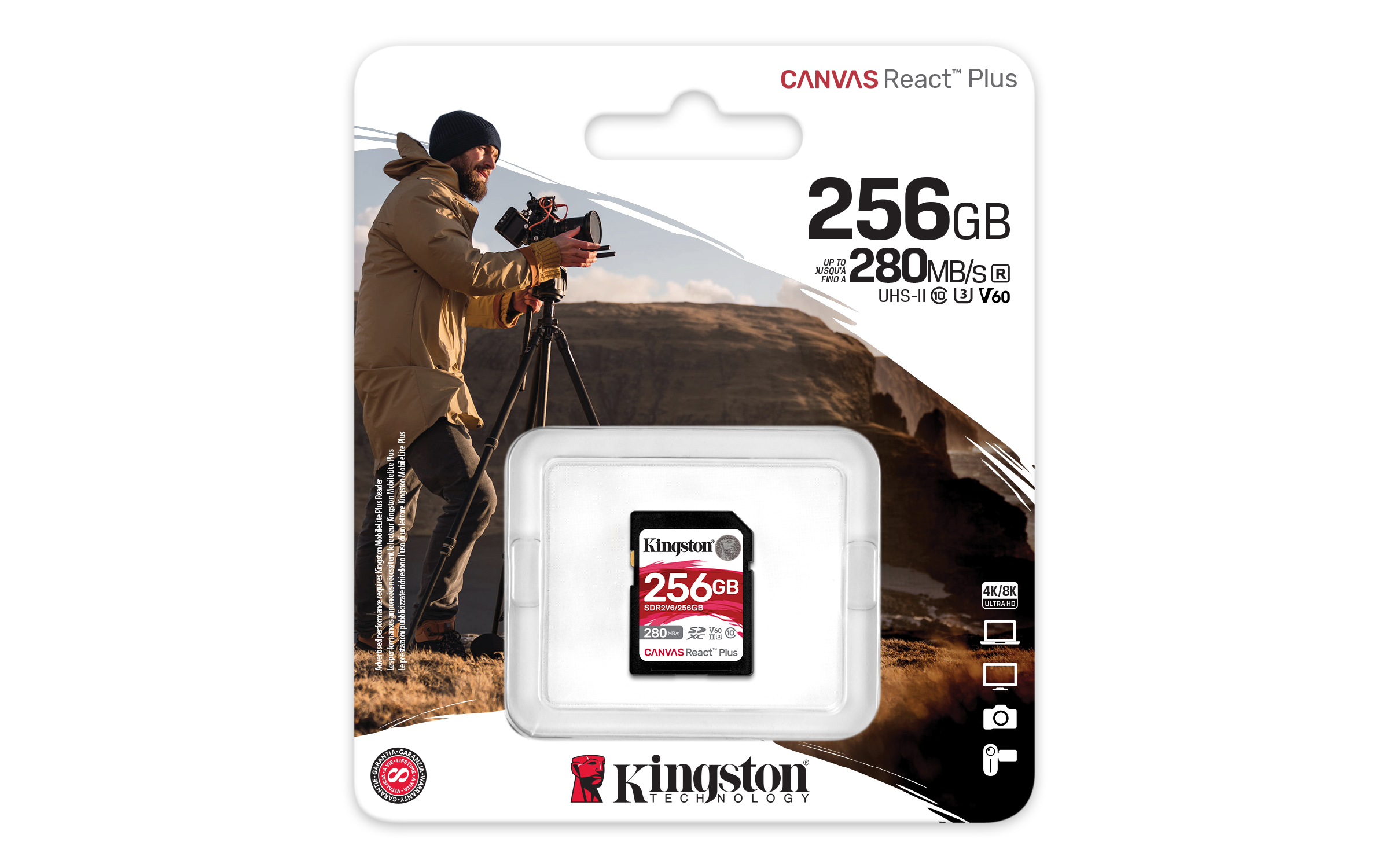 KINGSTON Canvas React Plus 256GB SDXC UHS-II U3 V60 / SDR2V6/256GB