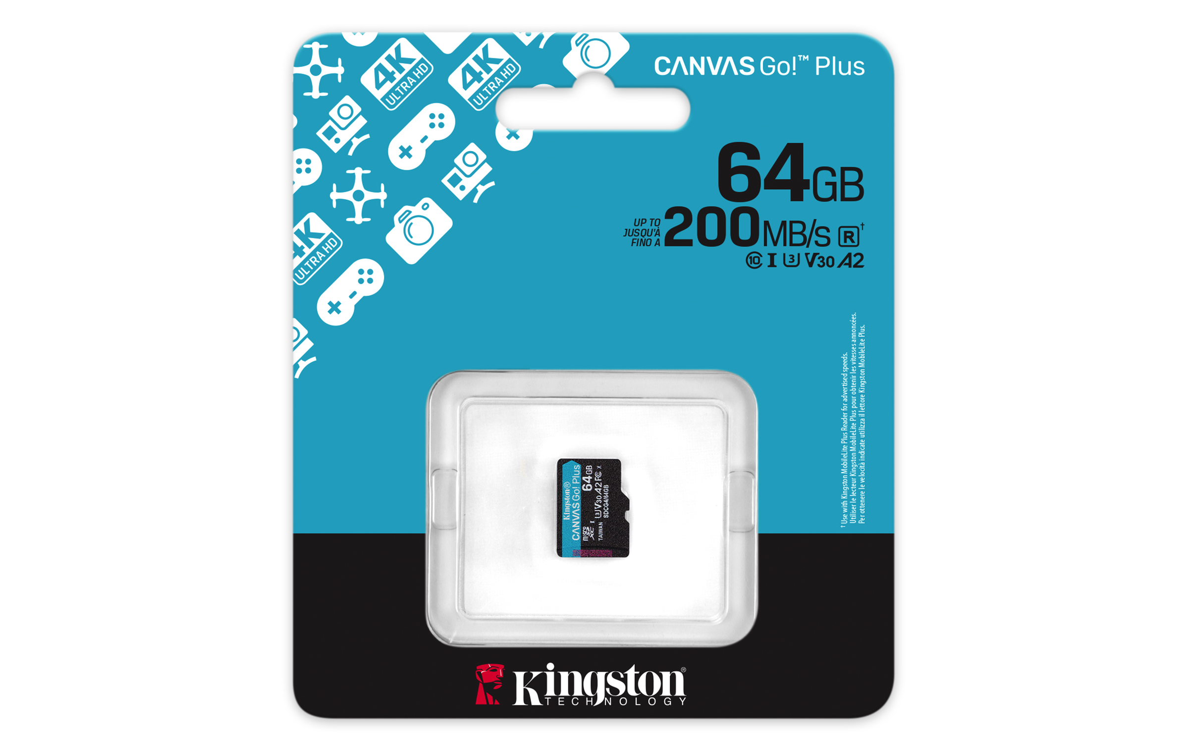 Kingston Canvas Go Plus A2 Micro SDXC 64GB/UHS-I U3 / Class 10 / SDCG4/64GBSP