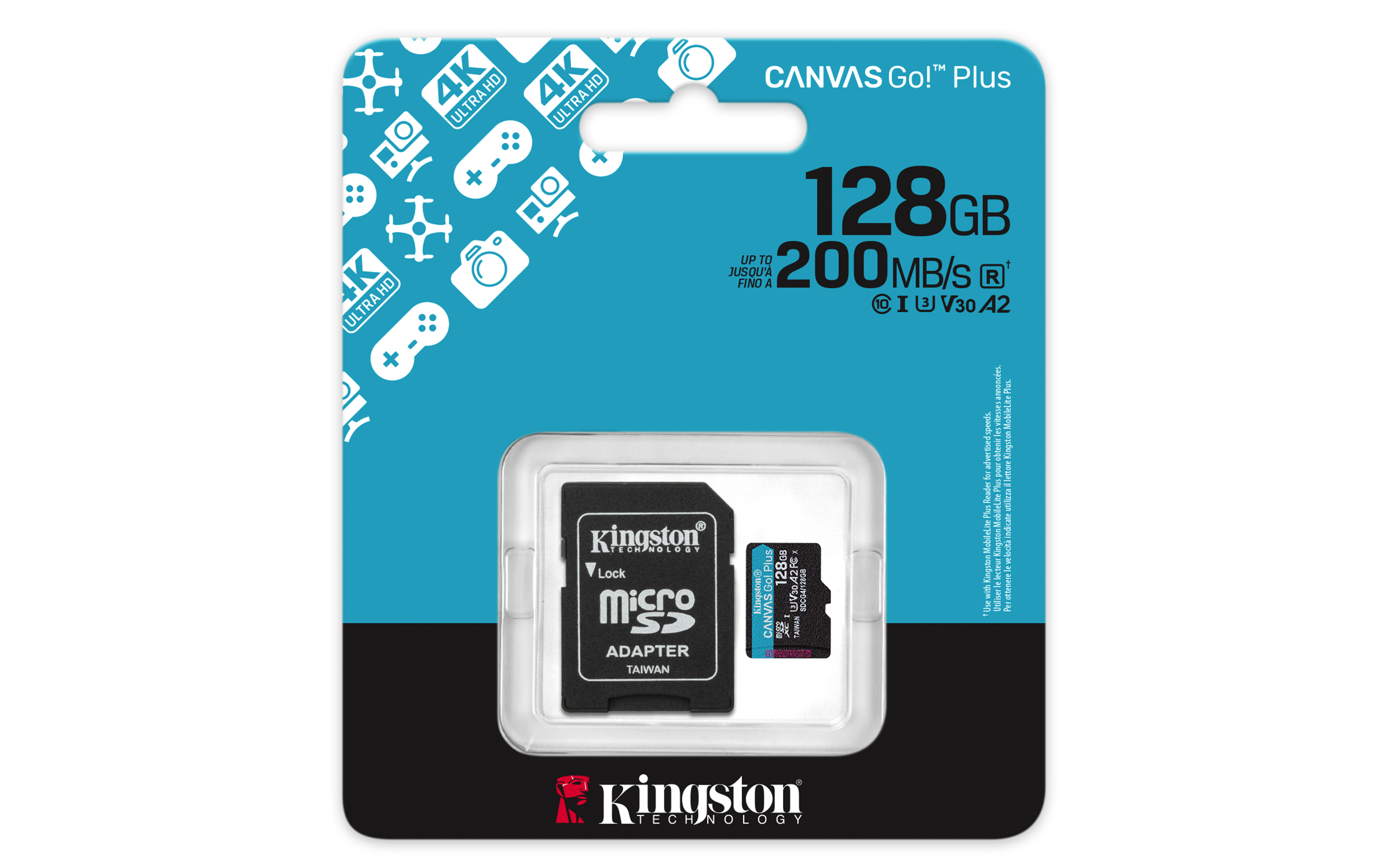 Kingston Canvas Go Plus A2 Micro SDXC 128GB/UHS-I U3/Class 10/+ Adaptér / SDCG4/128GB