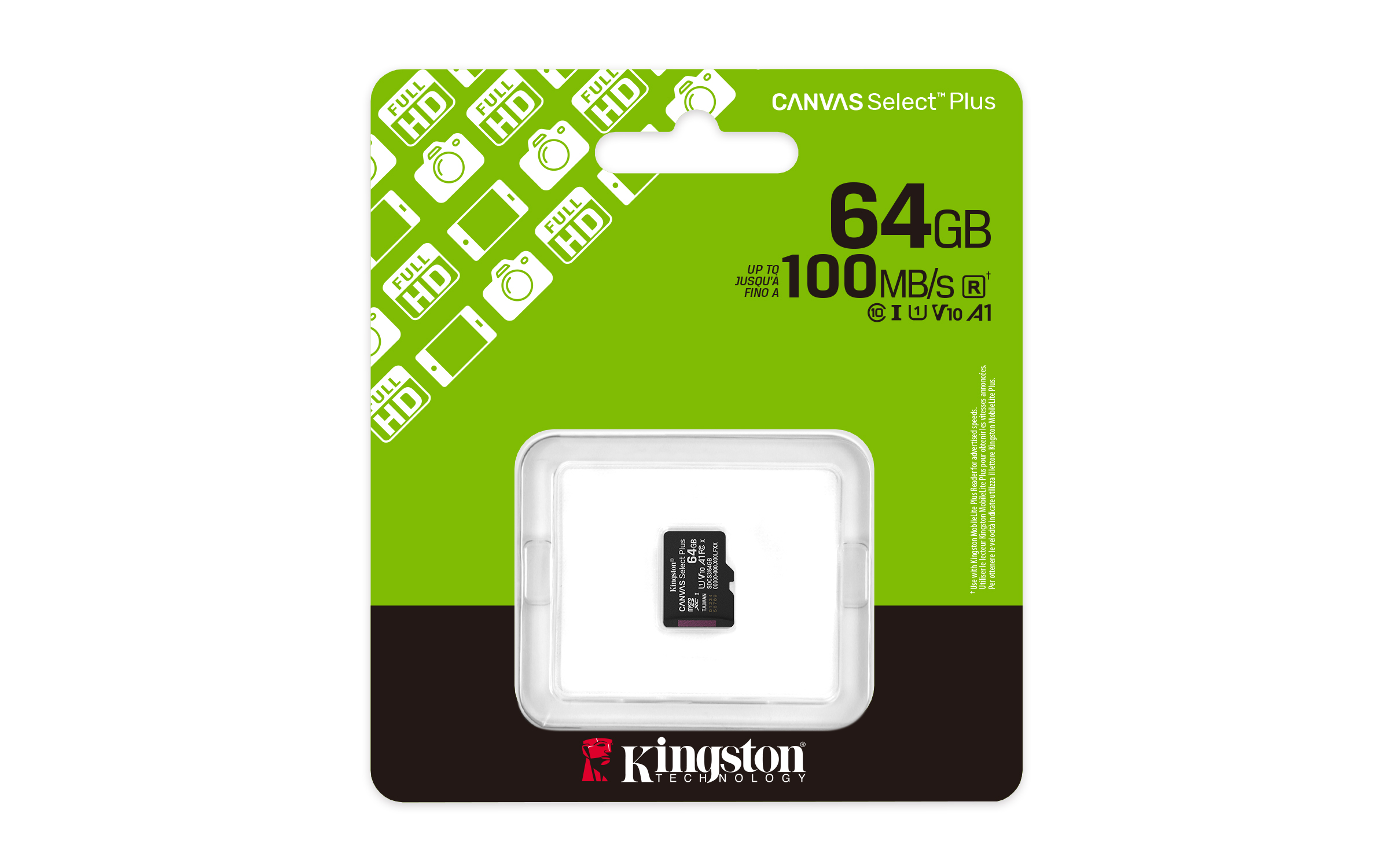 Kingston Canvas Select Plus / Micro SDXC / 64GB / UHS-I U1 / Class 10 / SDCS3/64GBSP