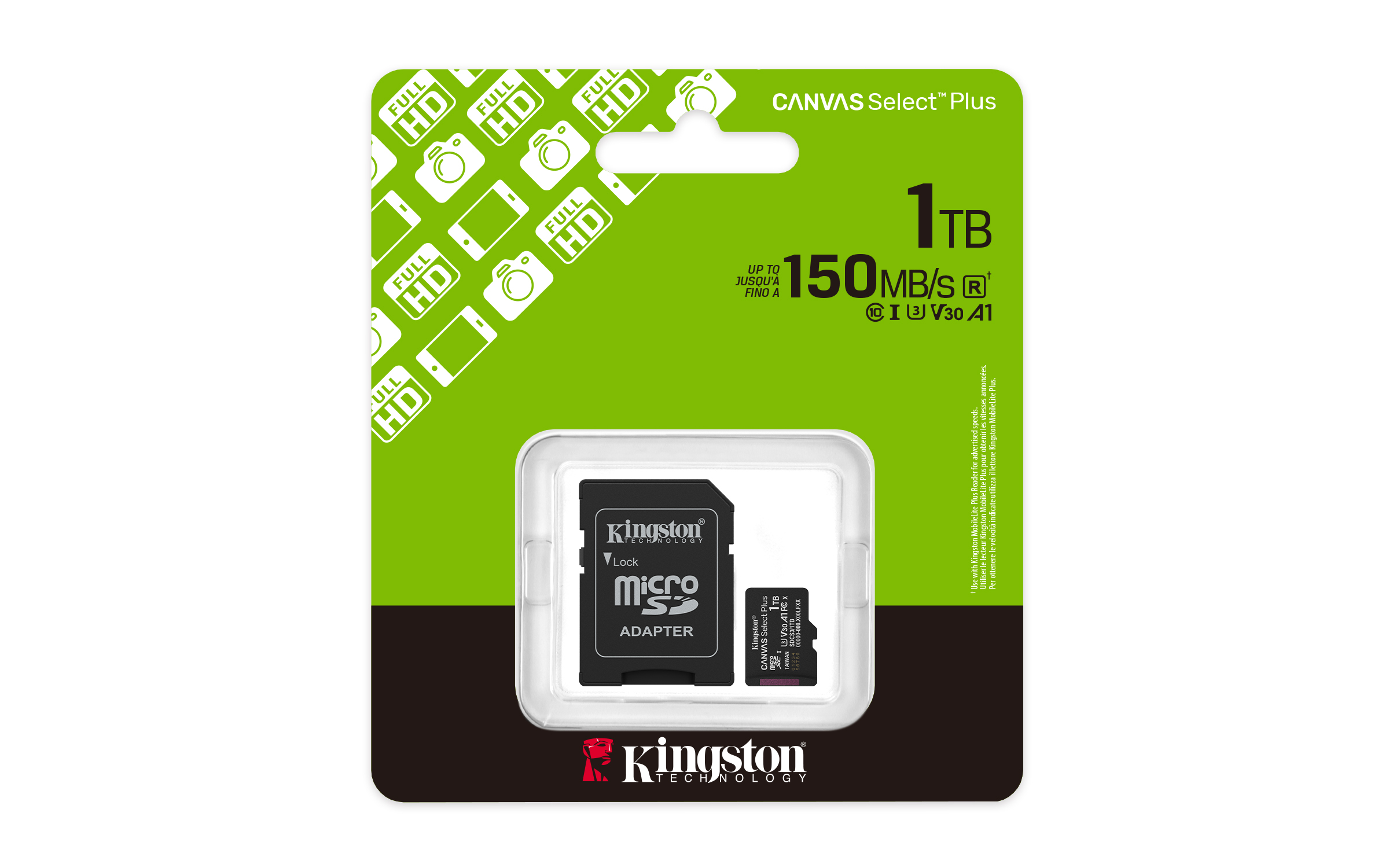 Kingston Canvas Select Plus Micro SDXC 1TB/UHS-I U3 / Class 10/+ Adaptér / SDCS3/1TB