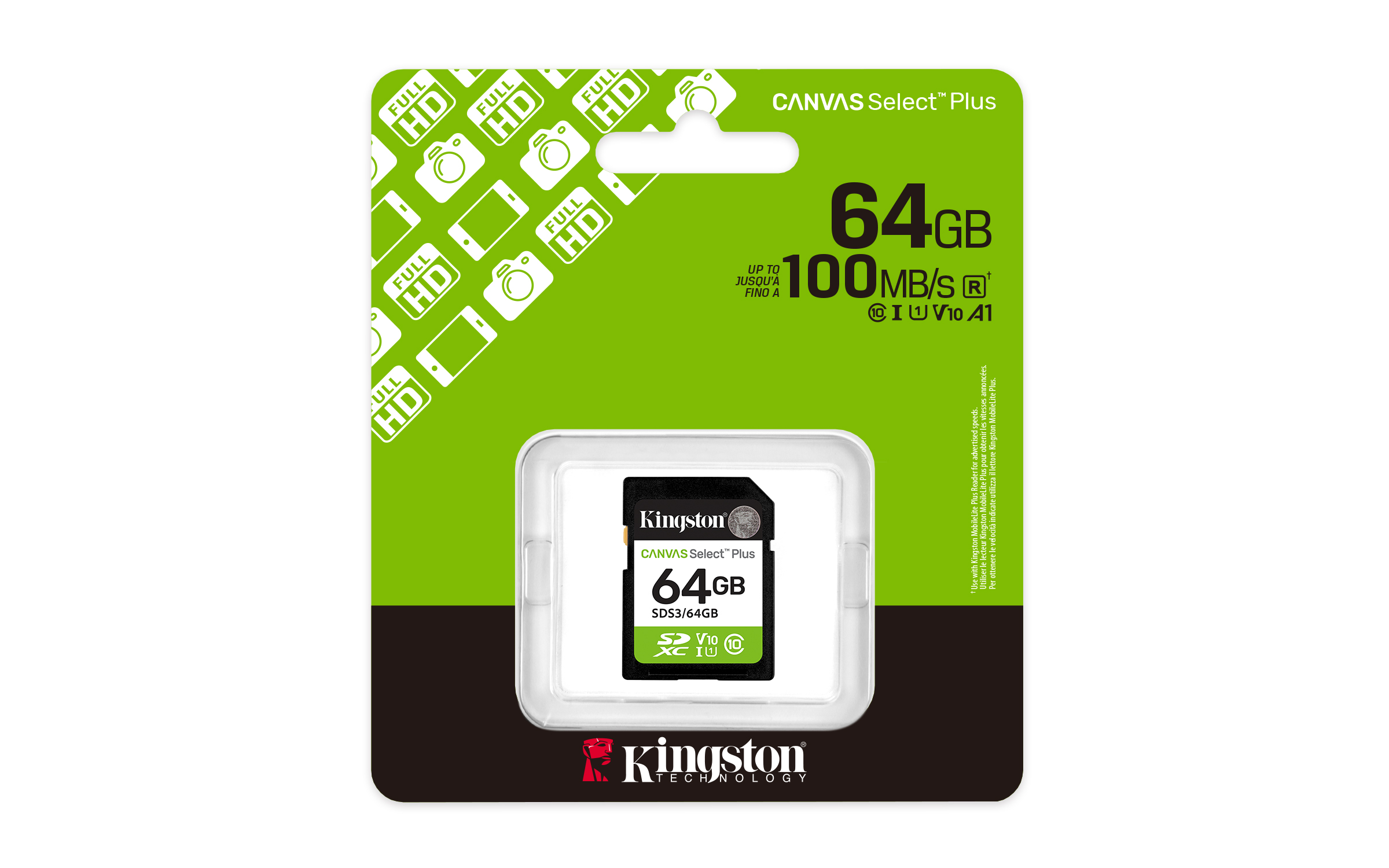 Kingston Canvas Select Plus/SDXC/64GB/UHS-I U1 / Class 10 / SDS3/64GB