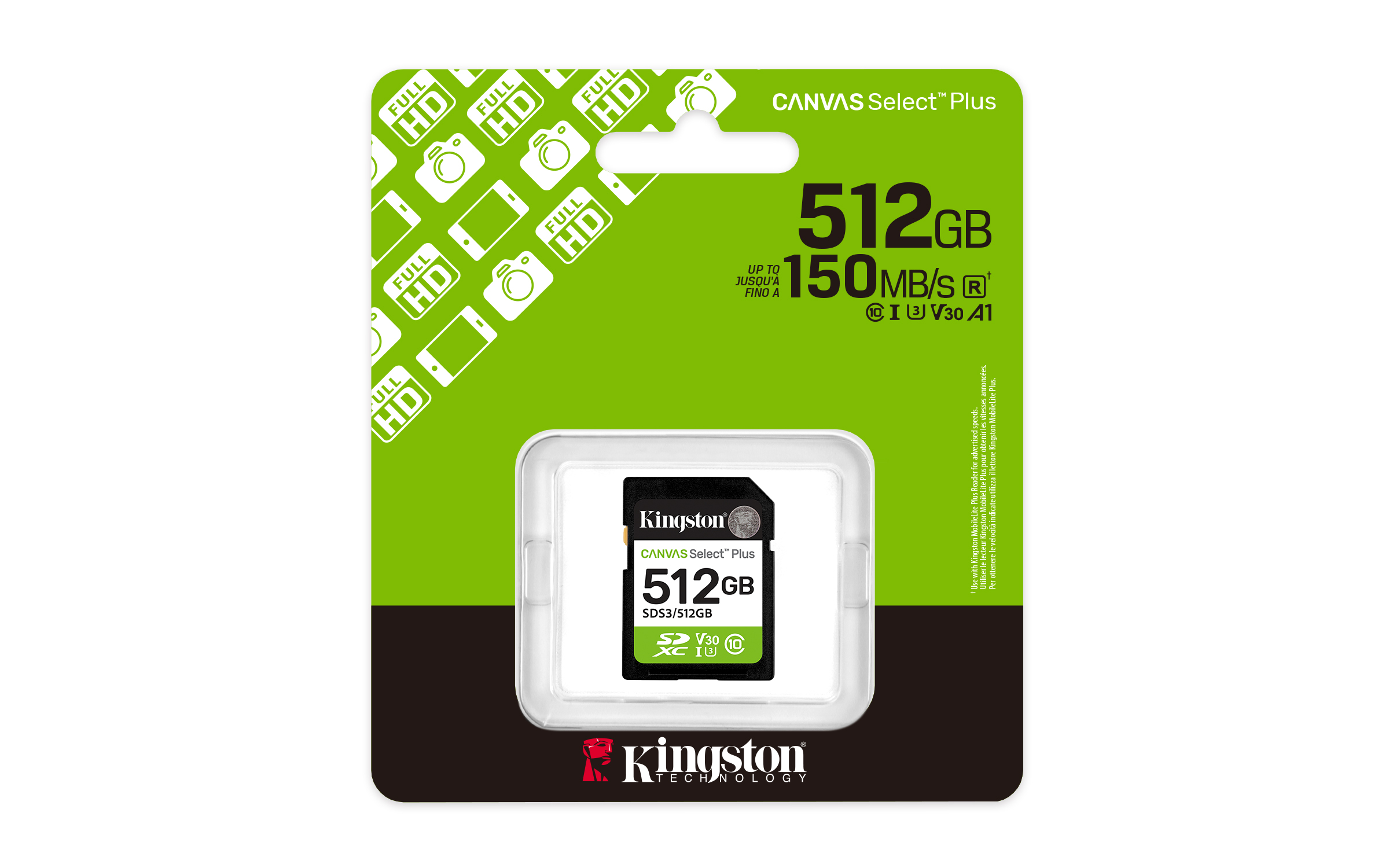 Kingston Canvas Select Plus SDXC 512GB UHS-I U3 Class 10 (SDS3/512GB)