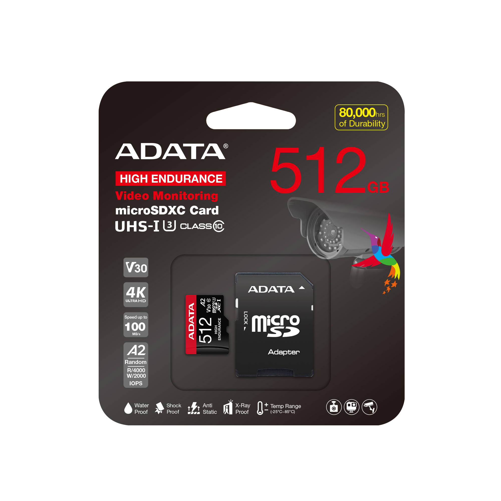 ADATA MicroSDXC 512GB UHS-I U3 V30S HIGH + adaptér (AUSDX512GUI3V30SHA2-RA1)