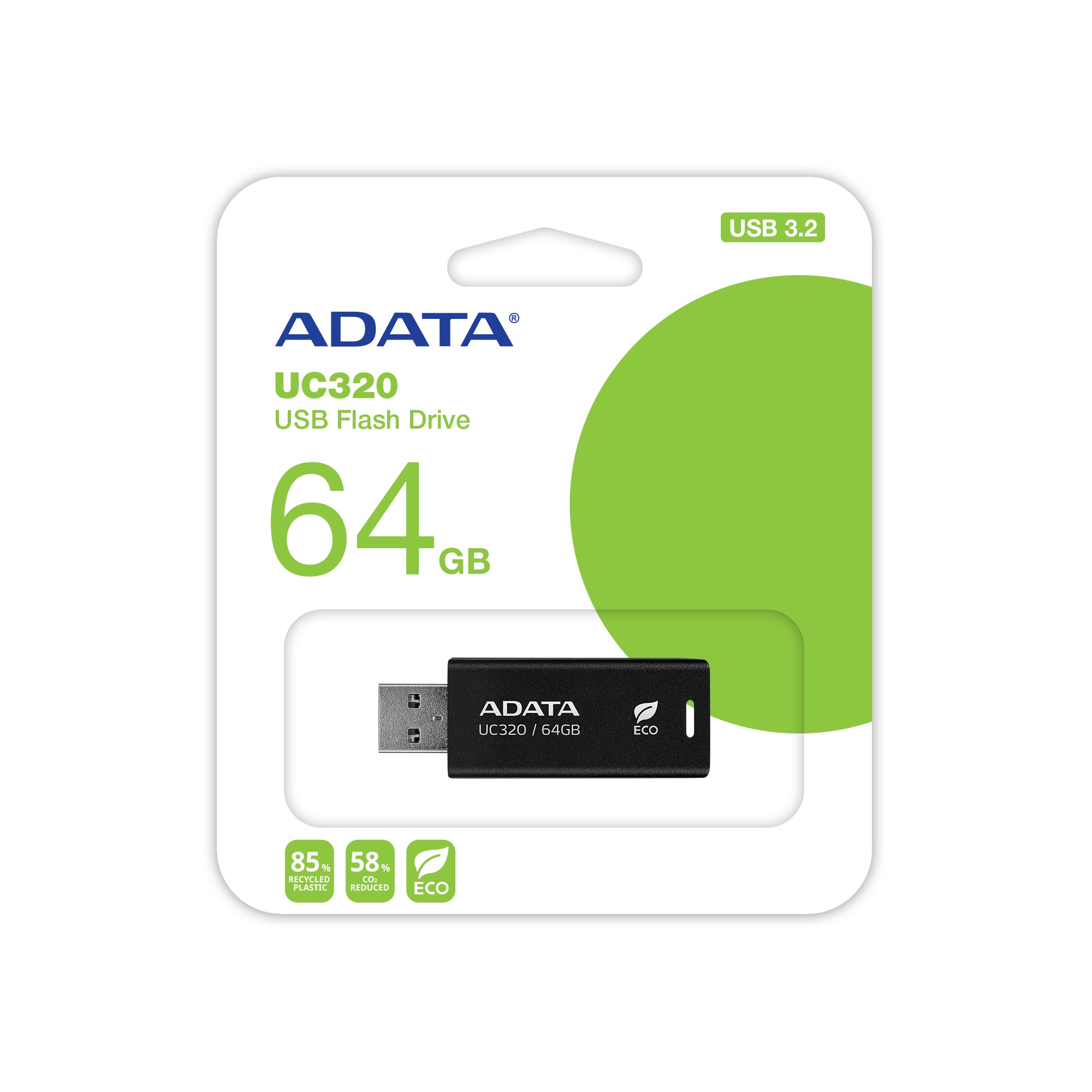 ADATA UC320/64GB/USB 3.2/USB-A/ Čierna UC320-64G-RBK/BK