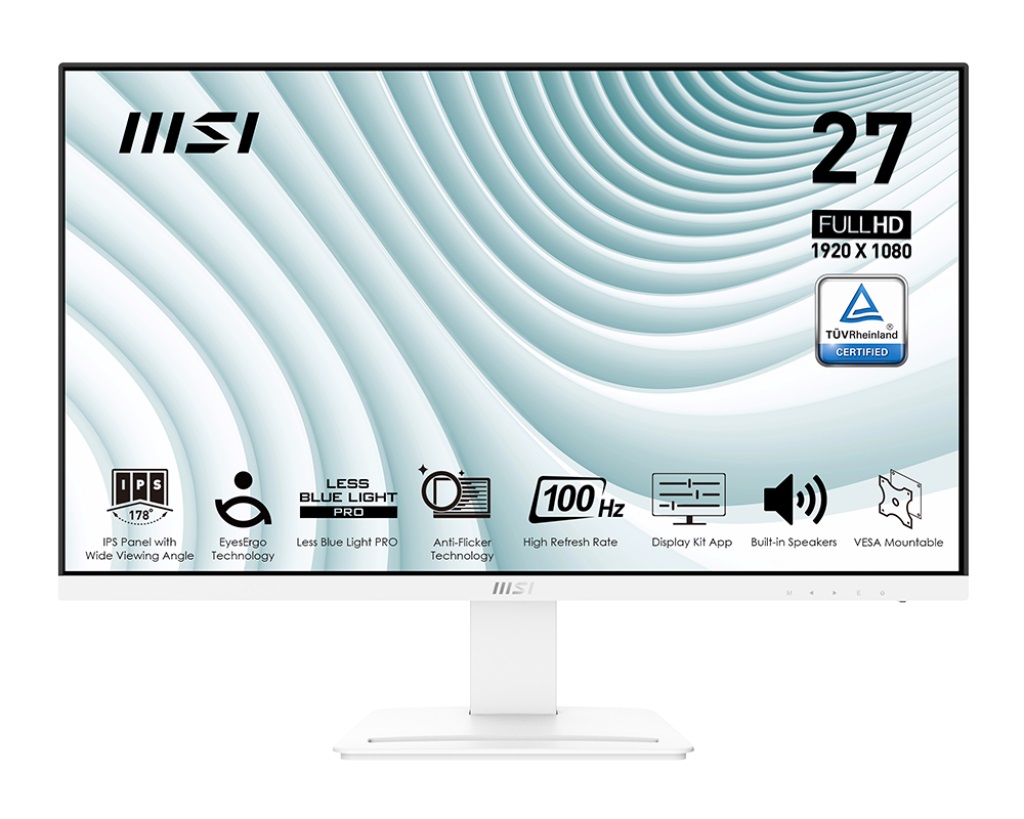 MSI Pro/MP273AW/27''/IPS/FHD/100Hz/1ms/White/2R