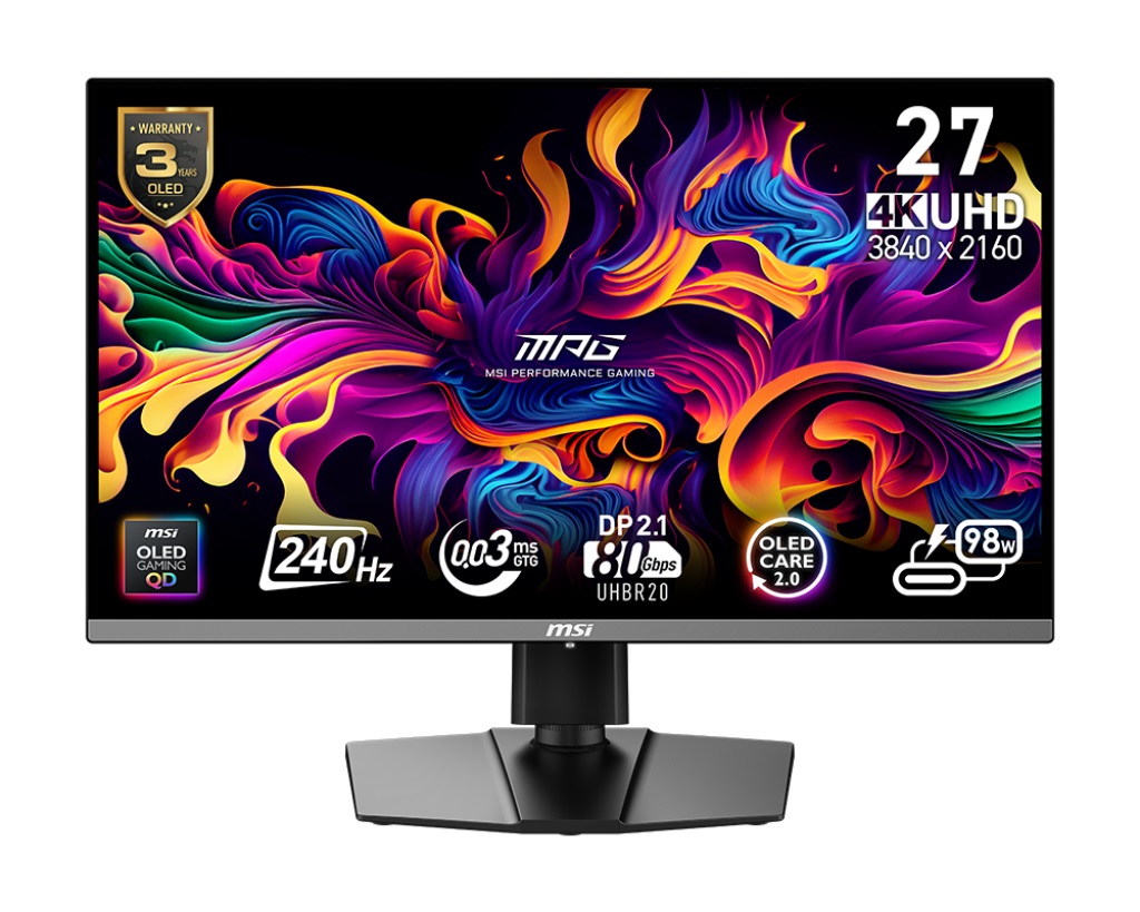 MSI MPG/272URX/26,5''/QD-OLED/4K UHD/240Hz/0,03ms/Black/2R