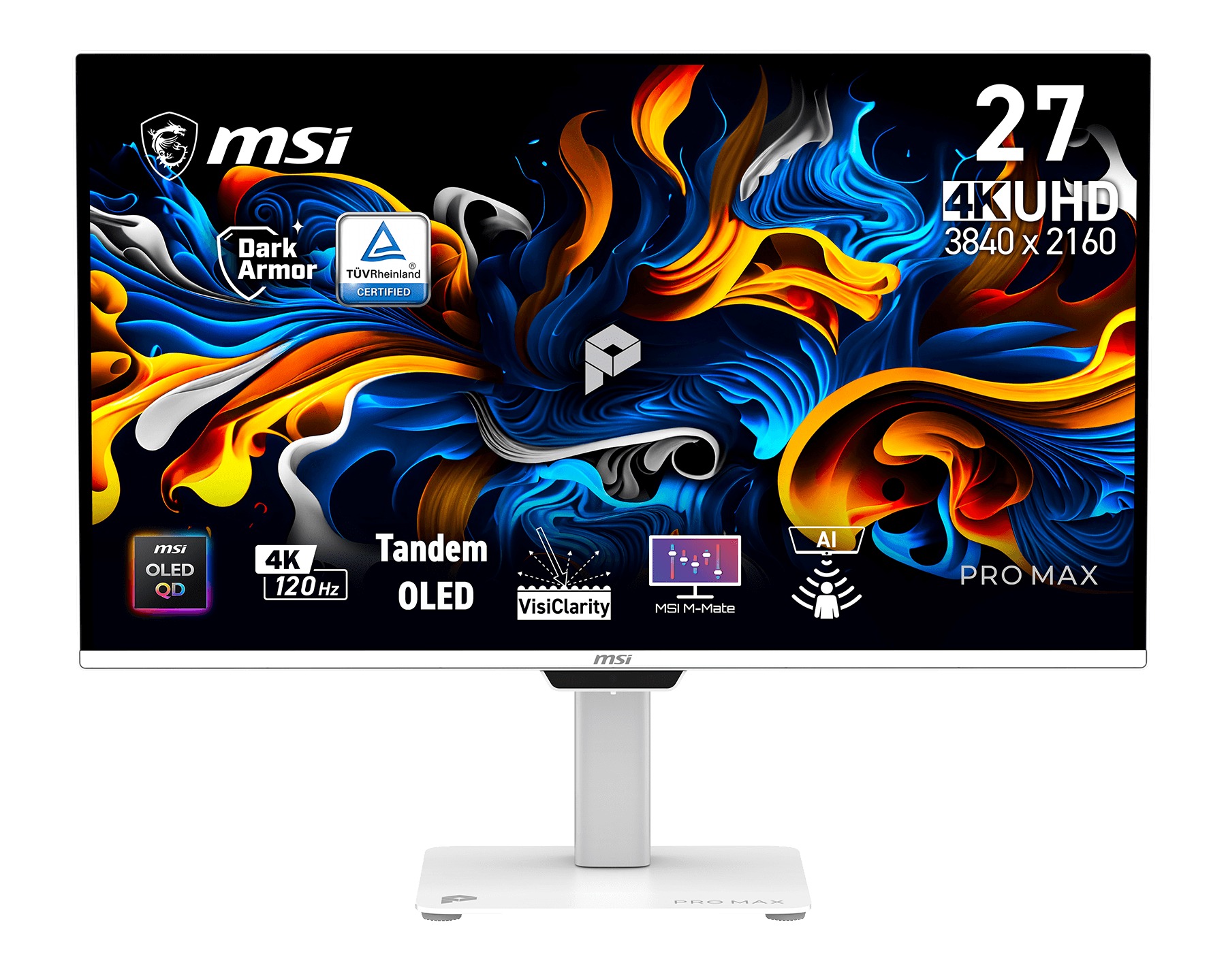 MSI Pro/MAX 271UPXW12G/26,5''/QD-OLED/4K UHD/120Hz/0,03ms/Bílá/3R