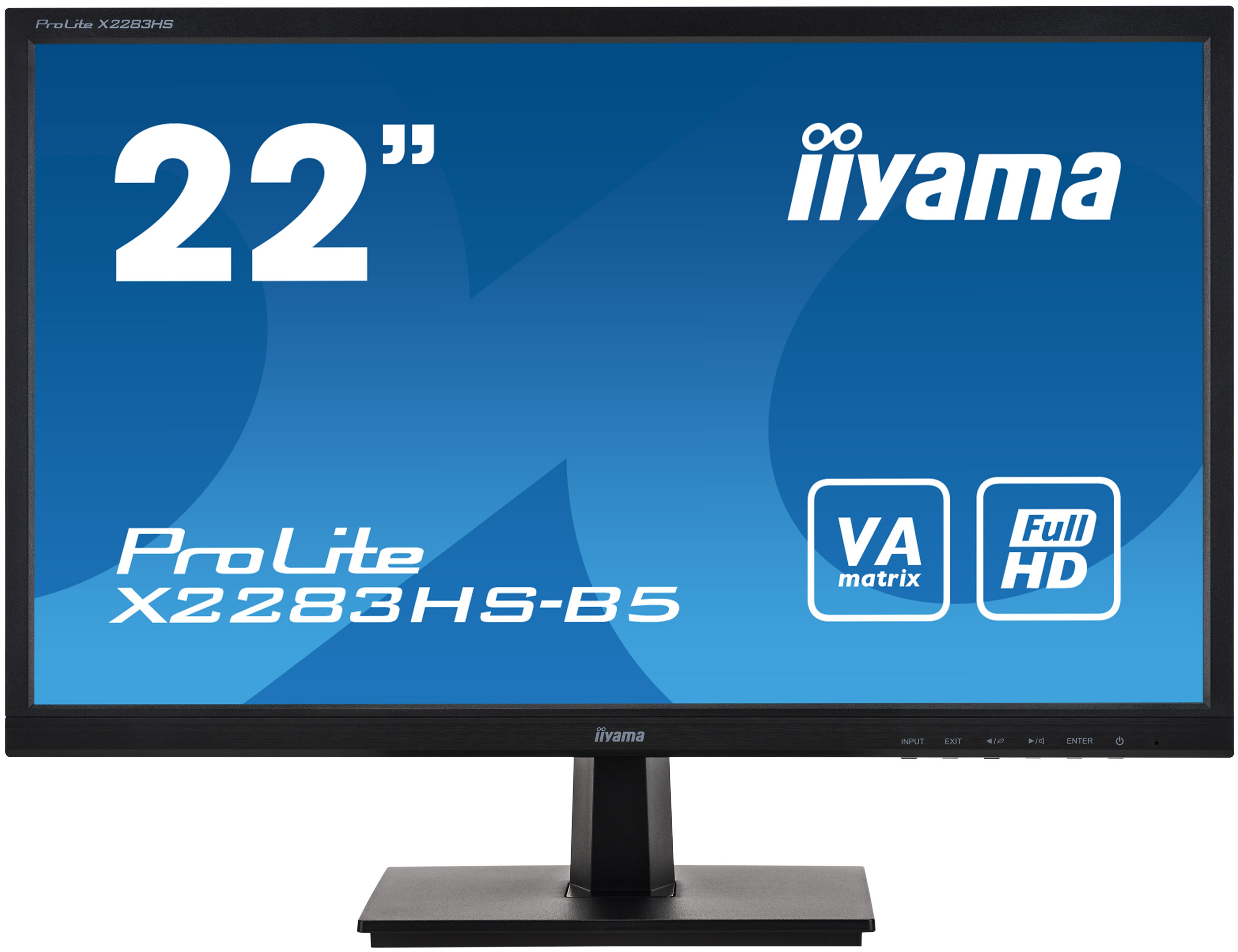 Obrázok 22'' iiyama X2283HS-B5: VA, FullHD@75Hz, 250cd/m2, 4ms, VGA, HDMI, DP, černý X2283HS-B5