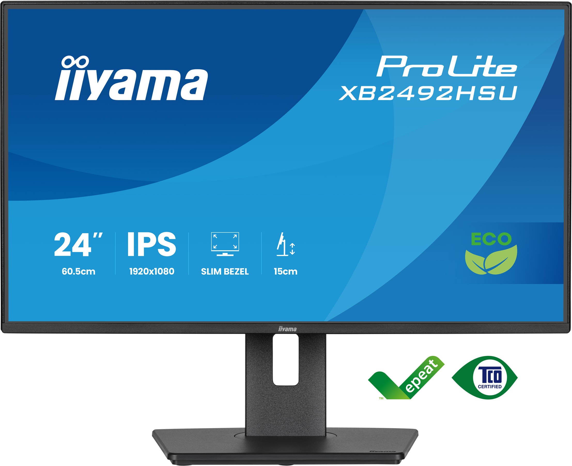 24'' iiyama X2492HSU-B1:IPS,FHD,HDMI,DP,green,HAS