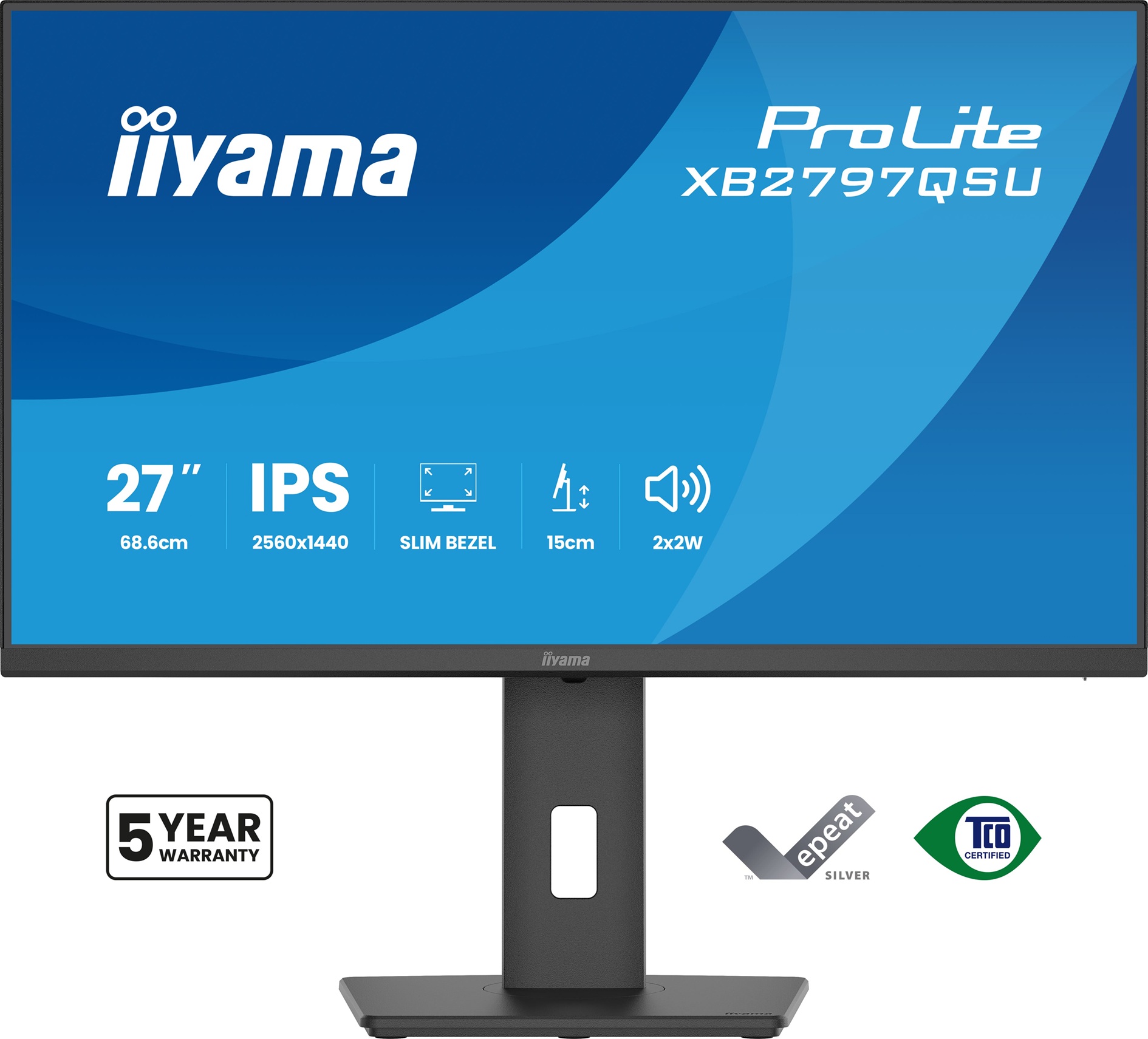 iiyama ProLite/XB2797QSU-B1/27''/IPS/QHD/75Hz/1ms/Černá/5R
