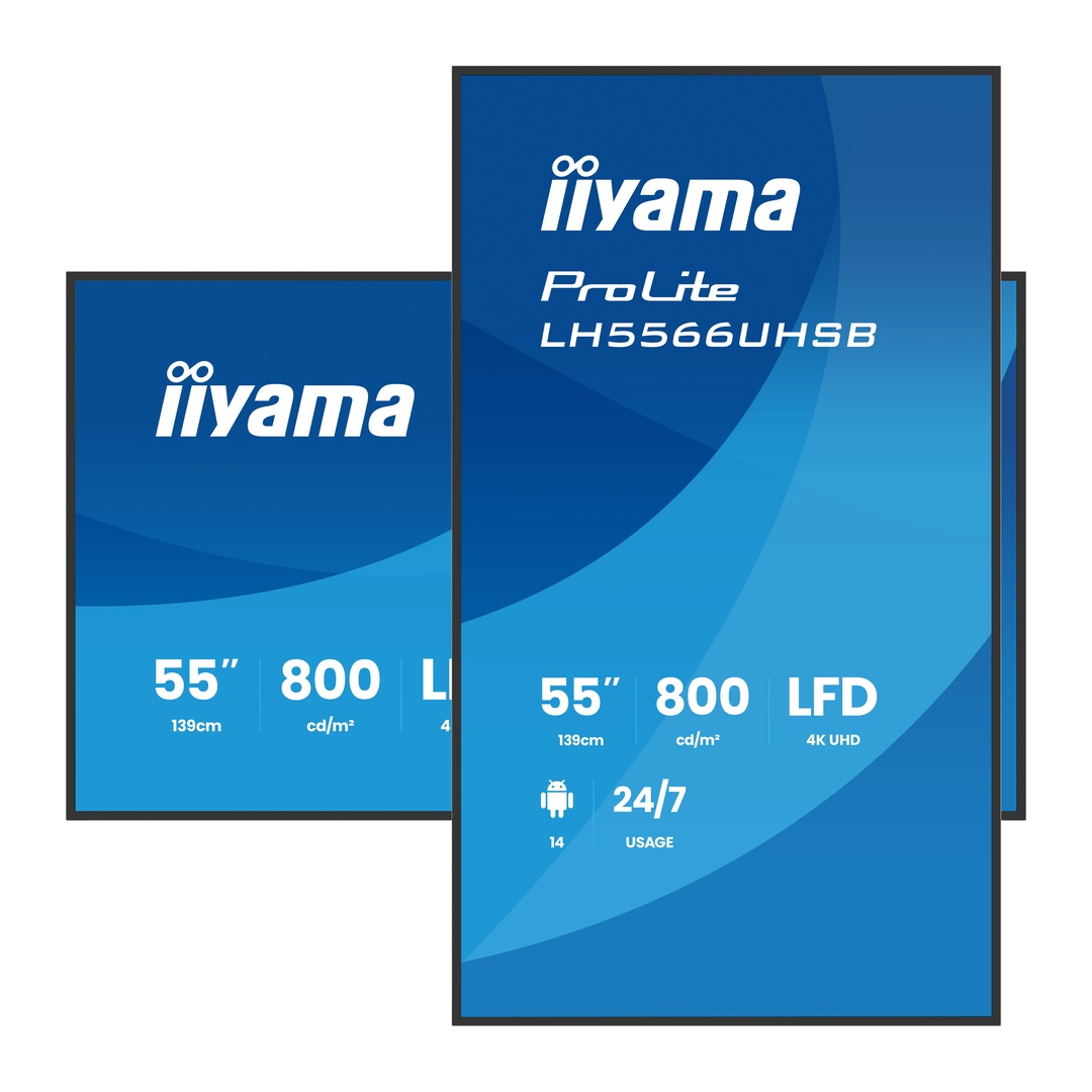55" iiyama LH5566UHSB-B1AG: VA,4K UHD,IPX5,DP-out