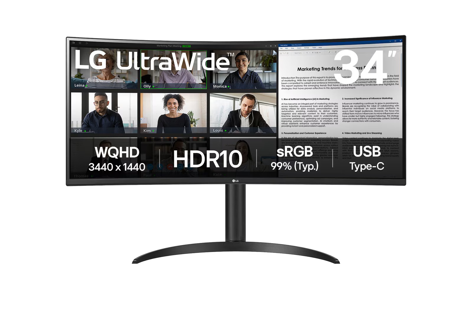 LG UltraWide/34WR55QK-B/34''/VA/wQHD/100Hz/5ms/Černá/2R