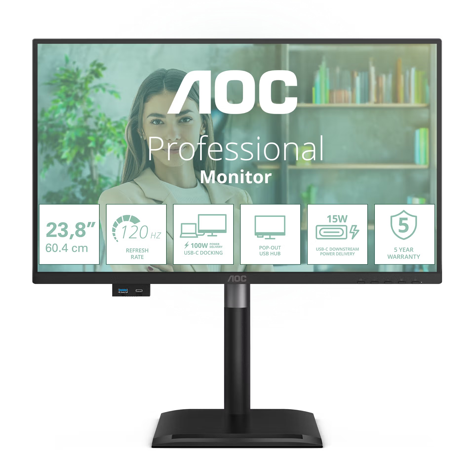 AOC/24P4CV/23,8''/IPS/FHD/120Hz/4ms/Černá/5R