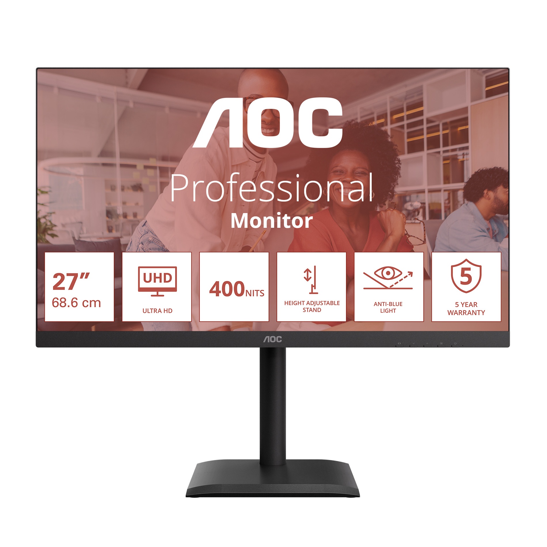 AOC/U27E4CV/27''/IPS/4K UHD/60Hz/4ms/Černá/5R