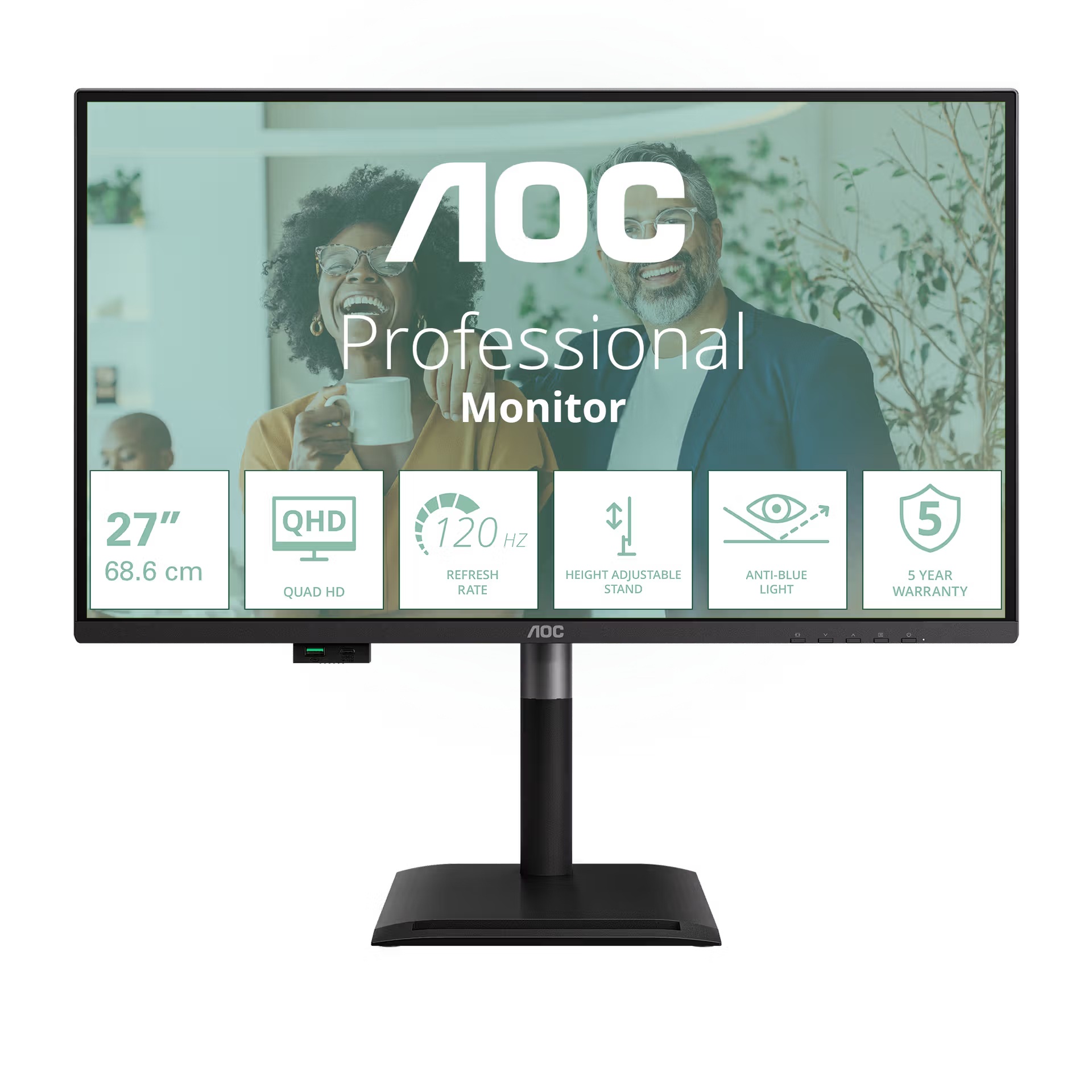 AOC/Q27P4CV/27''/IPS/QHD/120Hz/4ms/Černá/5R