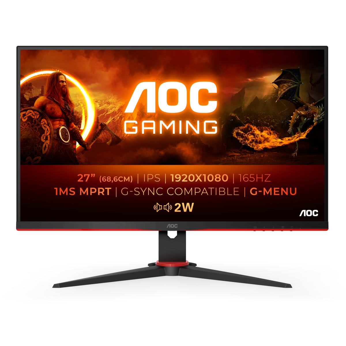 AOC Gaming/27G2SPAE/27''/IPS/FHD/165Hz/1ms/Blck-Red/3R