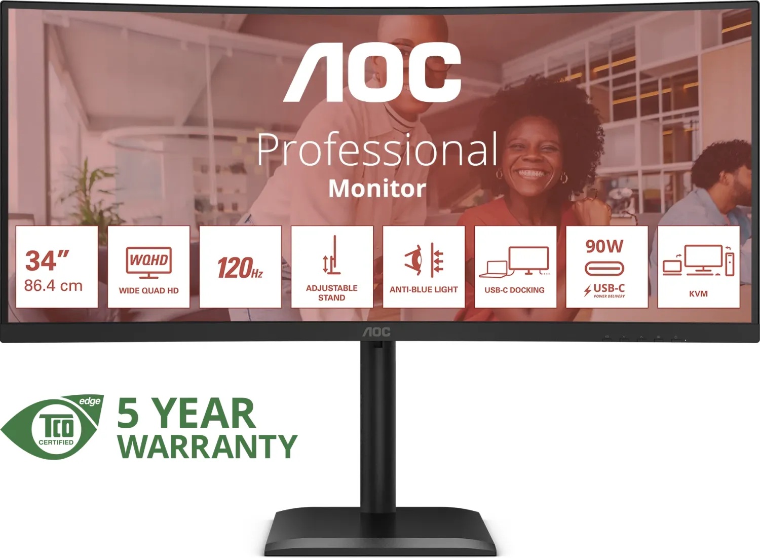AOC/CU34E4CV/34''/VA/wQHD/120Hz/4ms/Černá/5R