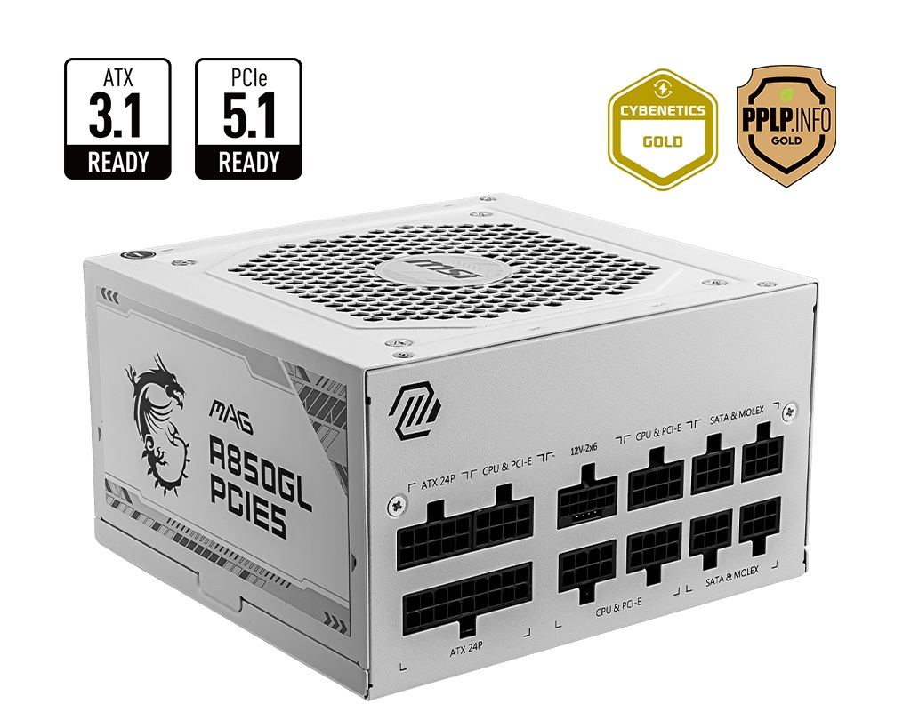MSI zdroj MAG A850GL PCIE5 WHITE 80PLUS GOLD m